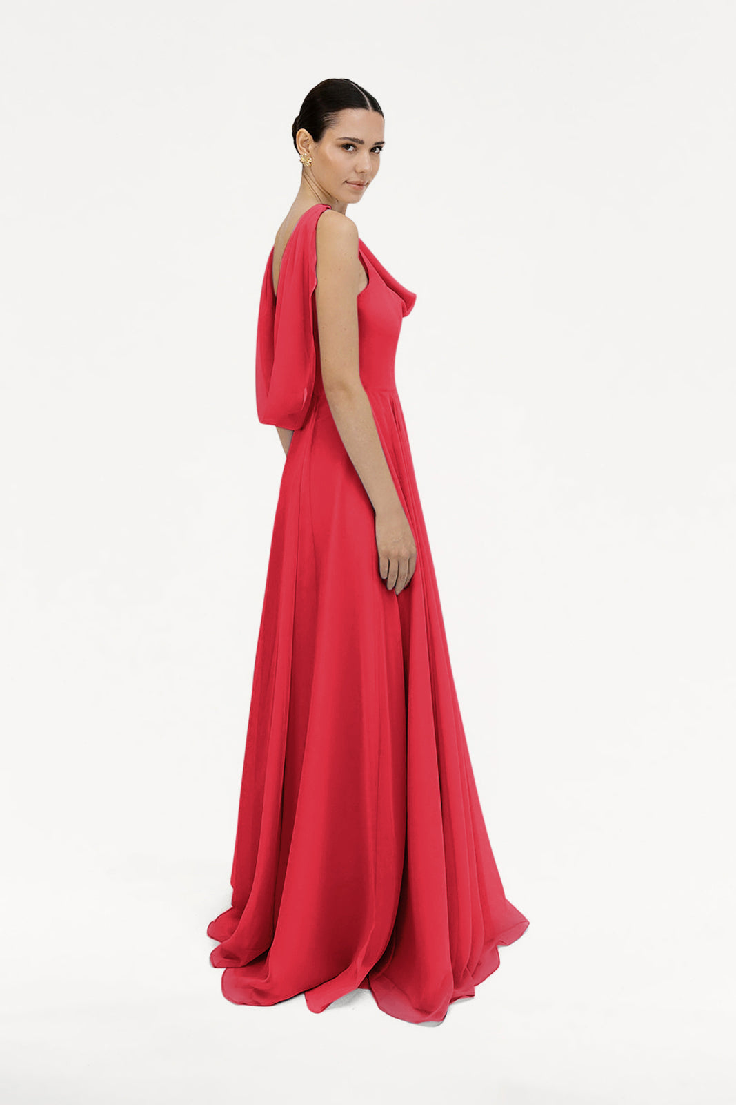 Athena Bridesmaid Dress In Ruby Chiffon