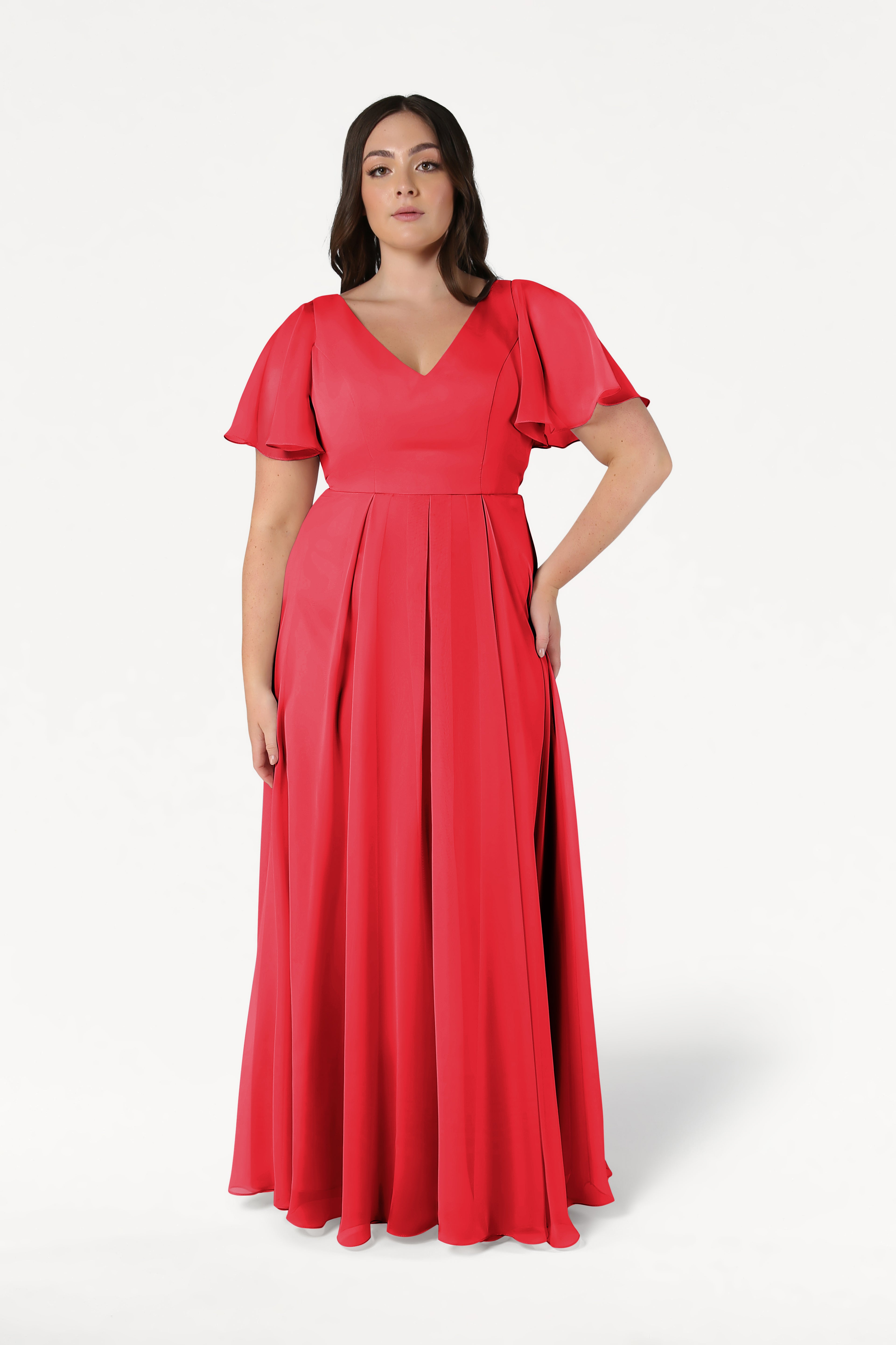 Phoebe Bridesmaid Dress In Ruby Chiffon