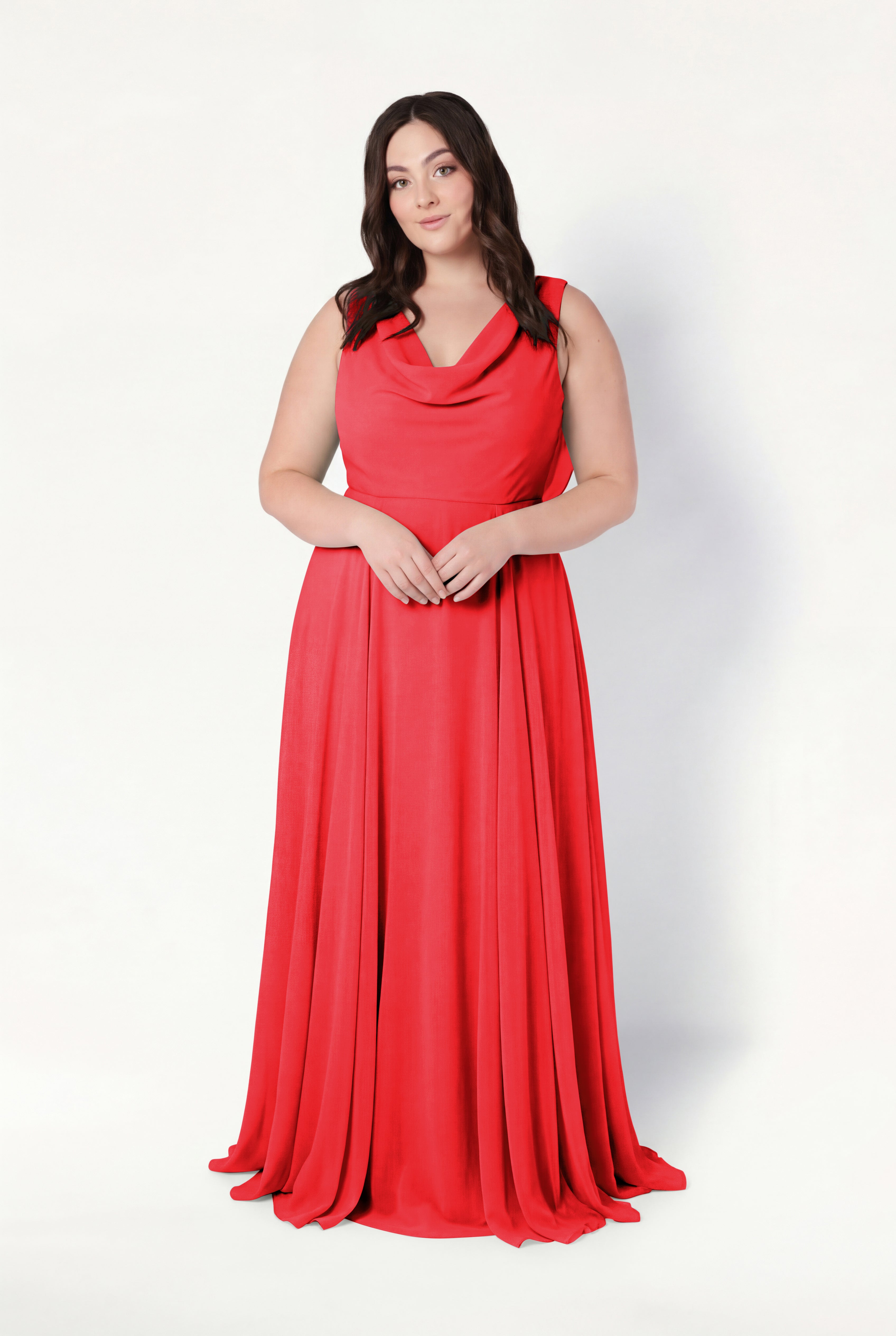 Athena Bridesmaid Dress In Ruby Chiffon
