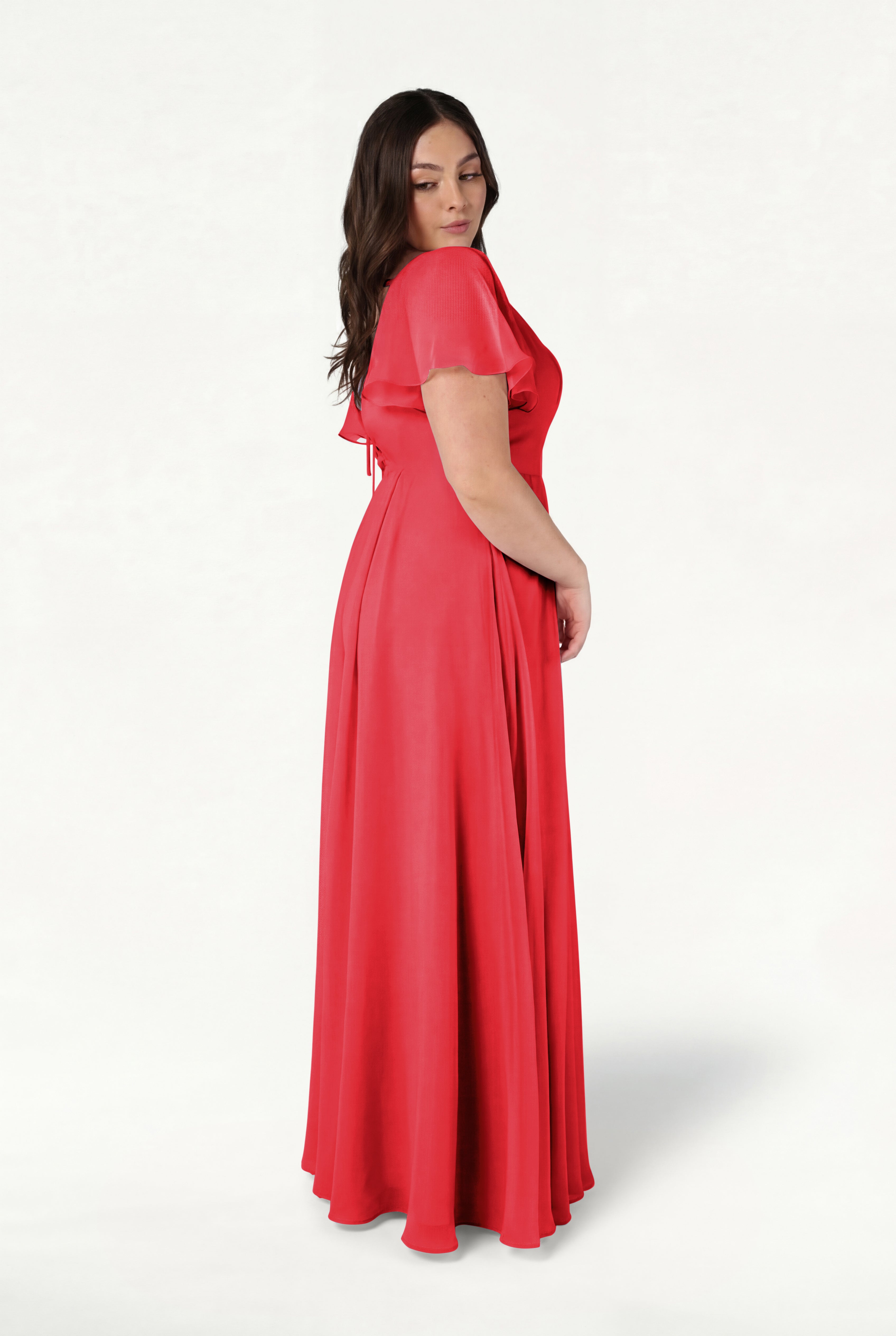 Phoebe Bridesmaid Dress In Ruby Chiffon