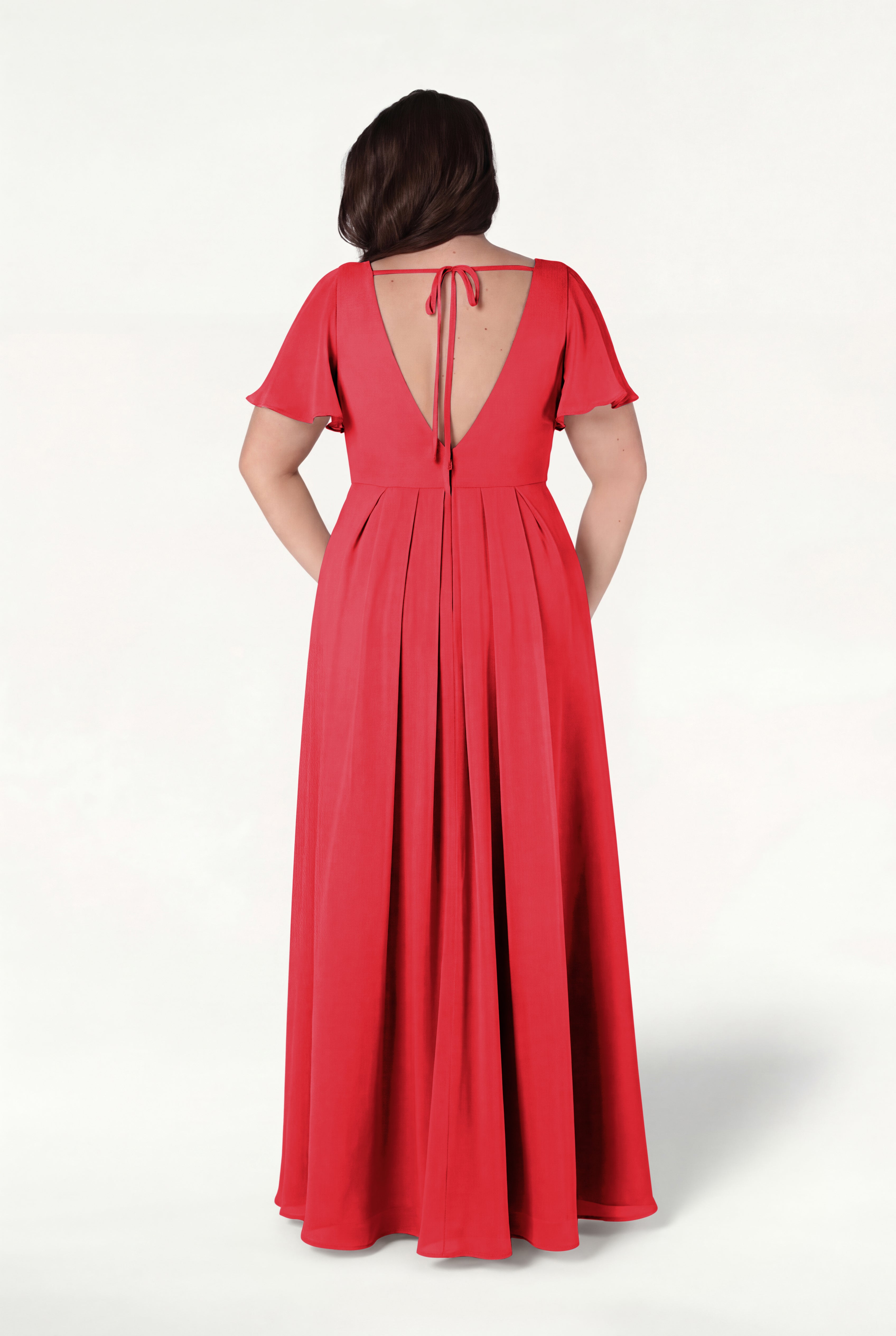 Phoebe Bridesmaid Dress In Ruby Chiffon