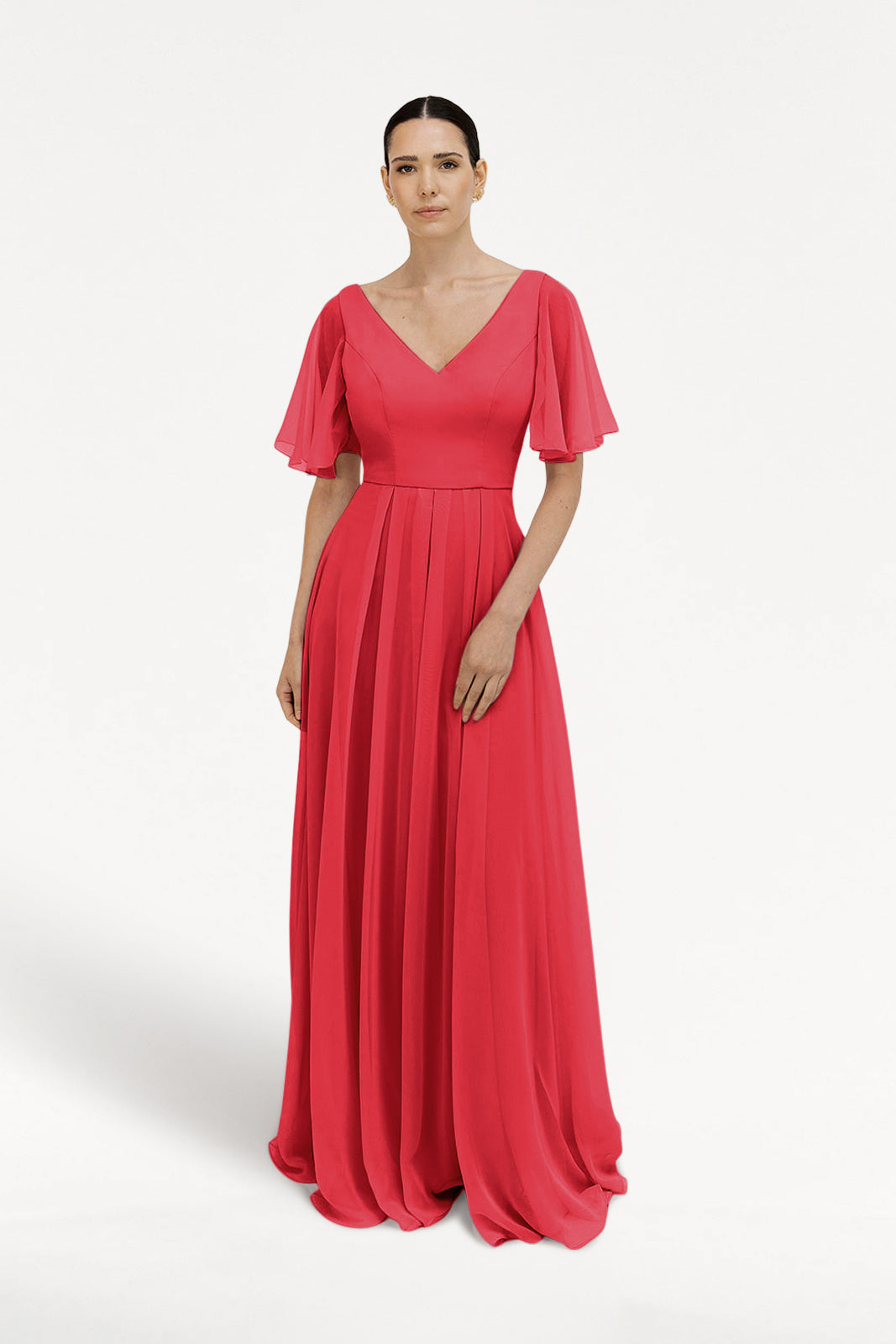Phoebe Bridesmaid Dress In Ruby Chiffon