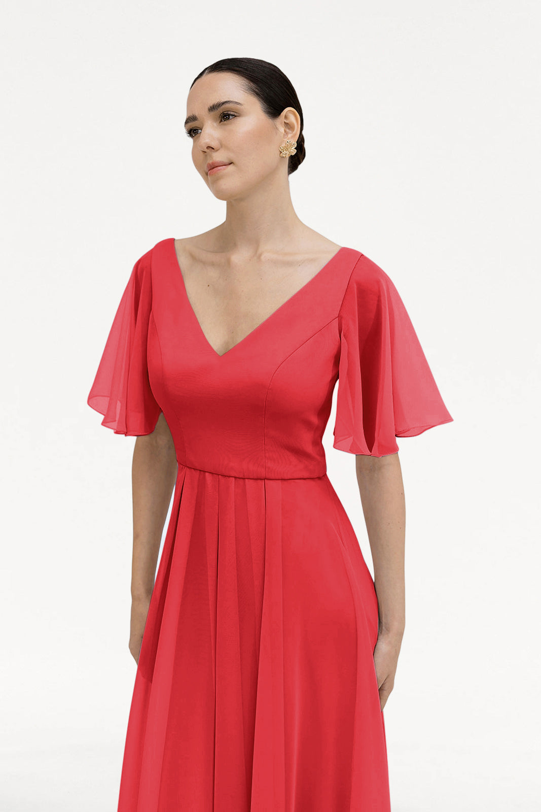Phoebe Bridesmaid Dress In Ruby Chiffon