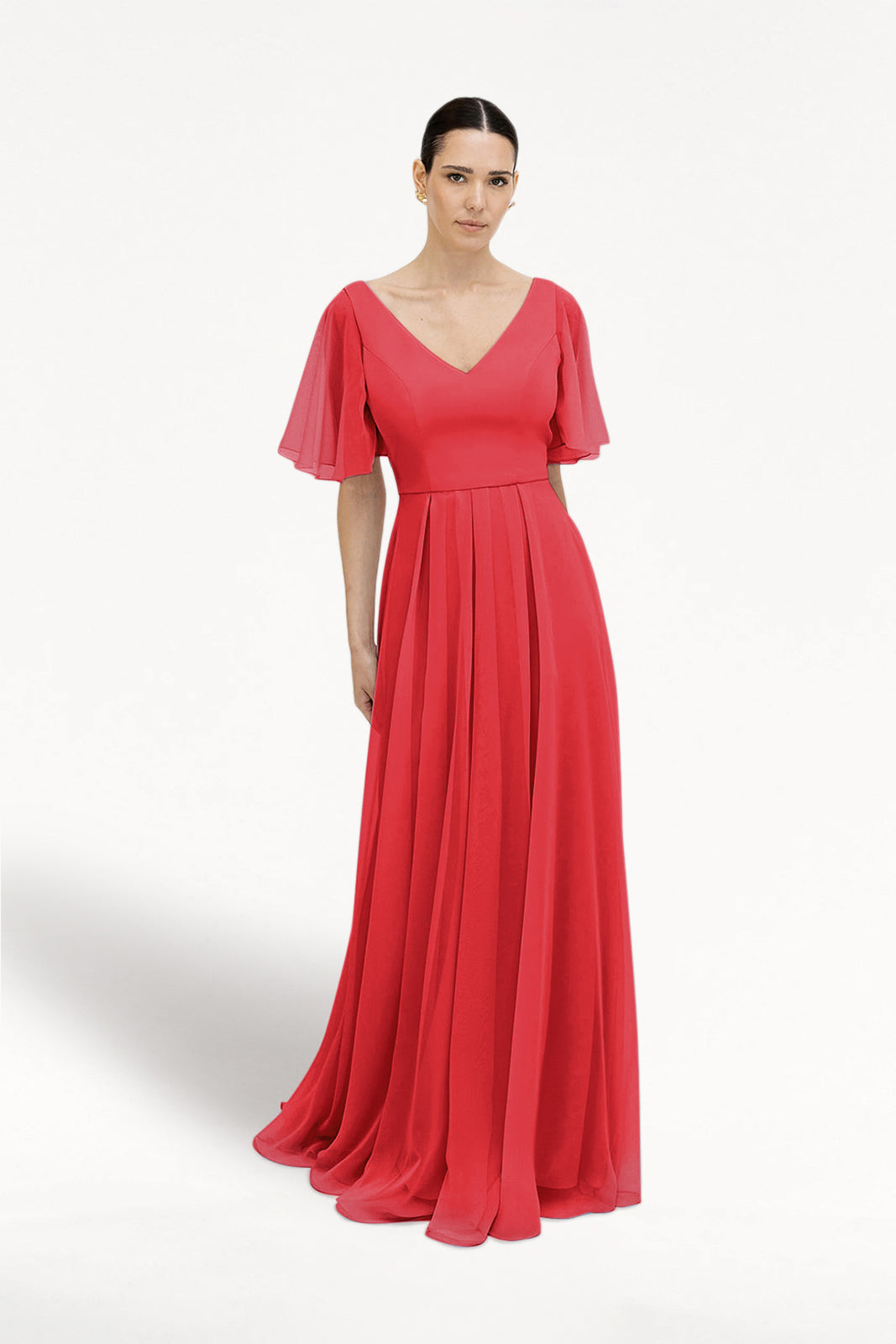 Phoebe Bridesmaid Dress In Ruby Chiffon