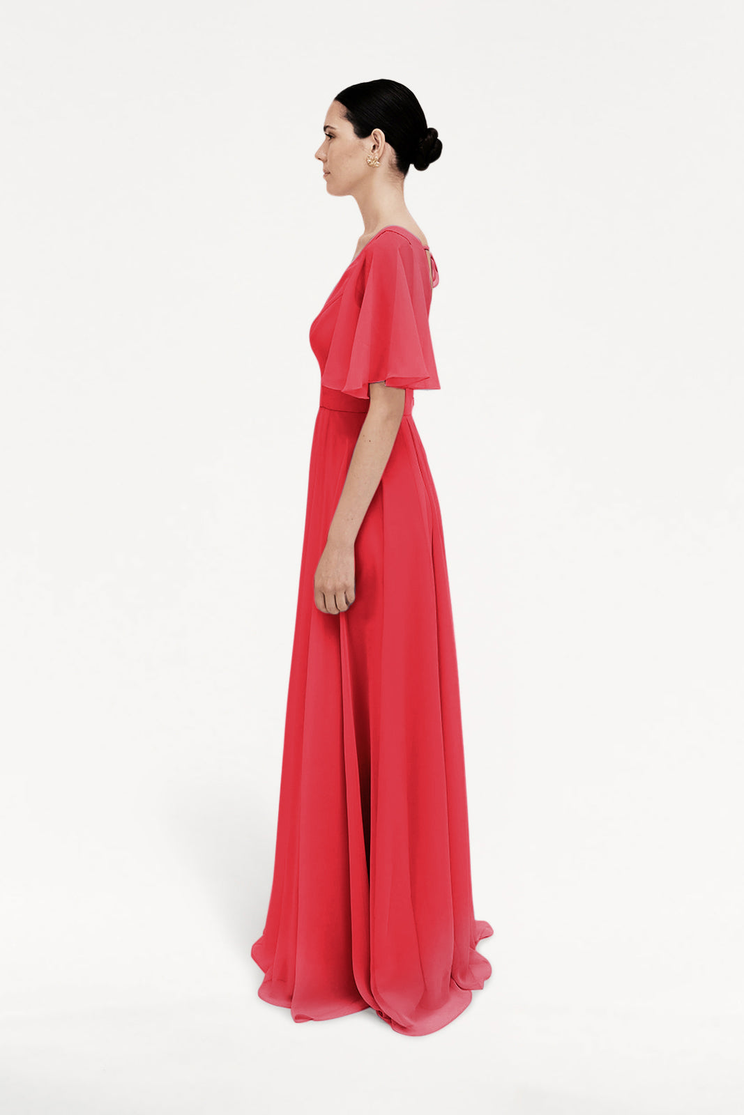 Phoebe Bridesmaid Dress In Ruby Chiffon