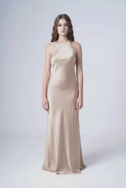 Mira Bridesmaid Dress in Champagne Sky Satin