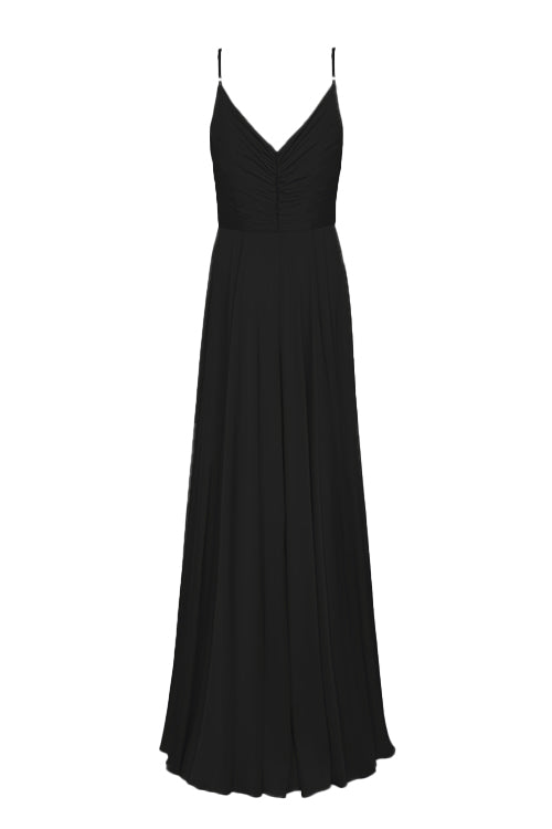 Isla Bridesmaid Dress in Black Satin
