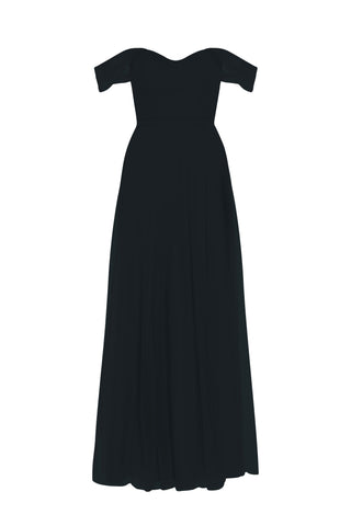 Bardot Bridesmaid Dress in Black