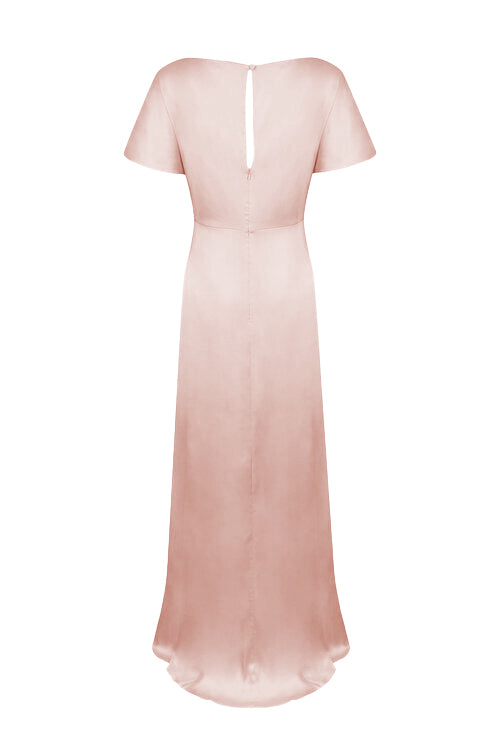 Camilla Bridesmaid Dress in Blush Pink Satin