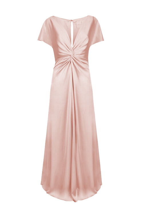 Camilla Bridesmaid Dress in Blush Pink Satin