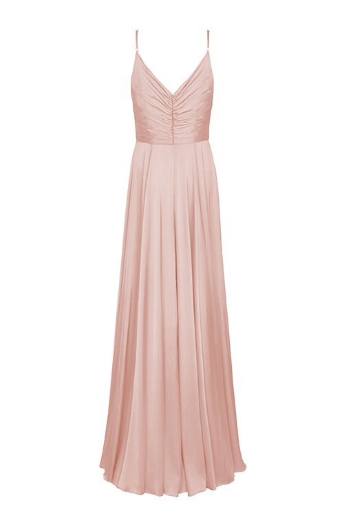 Isla Bridesmaid Dress in Blush Pink Satin
