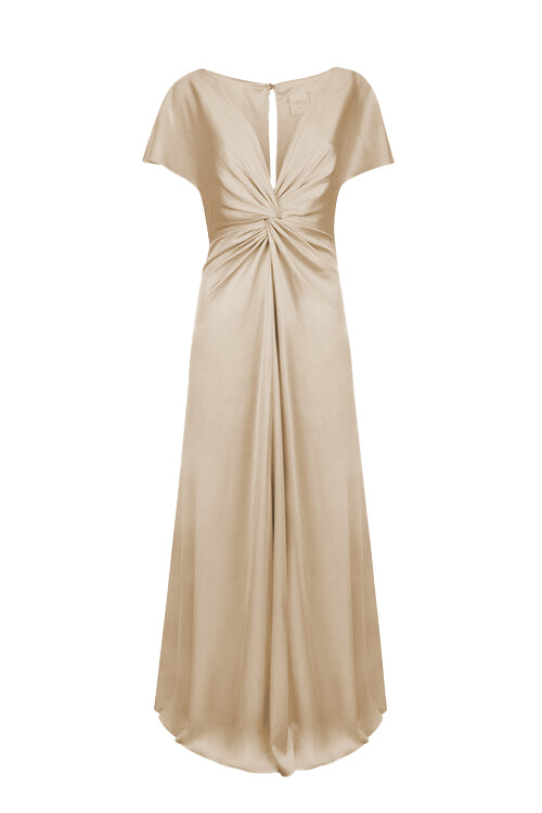 Camilla Bridesmaid Dress in Champagne Sky Satin