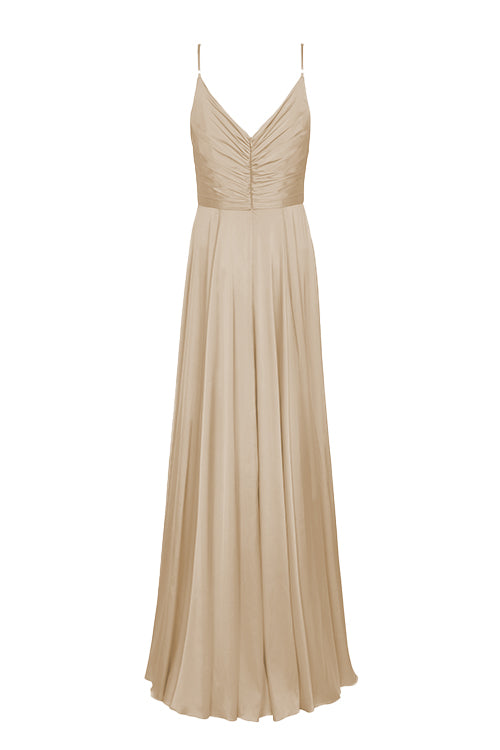 Isla Bridesmaid Dress in Champagne Sky Satin