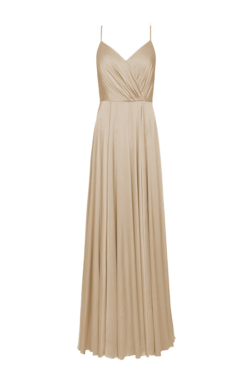 Isla Bridesmaid Dress in Champagne Sky Satin