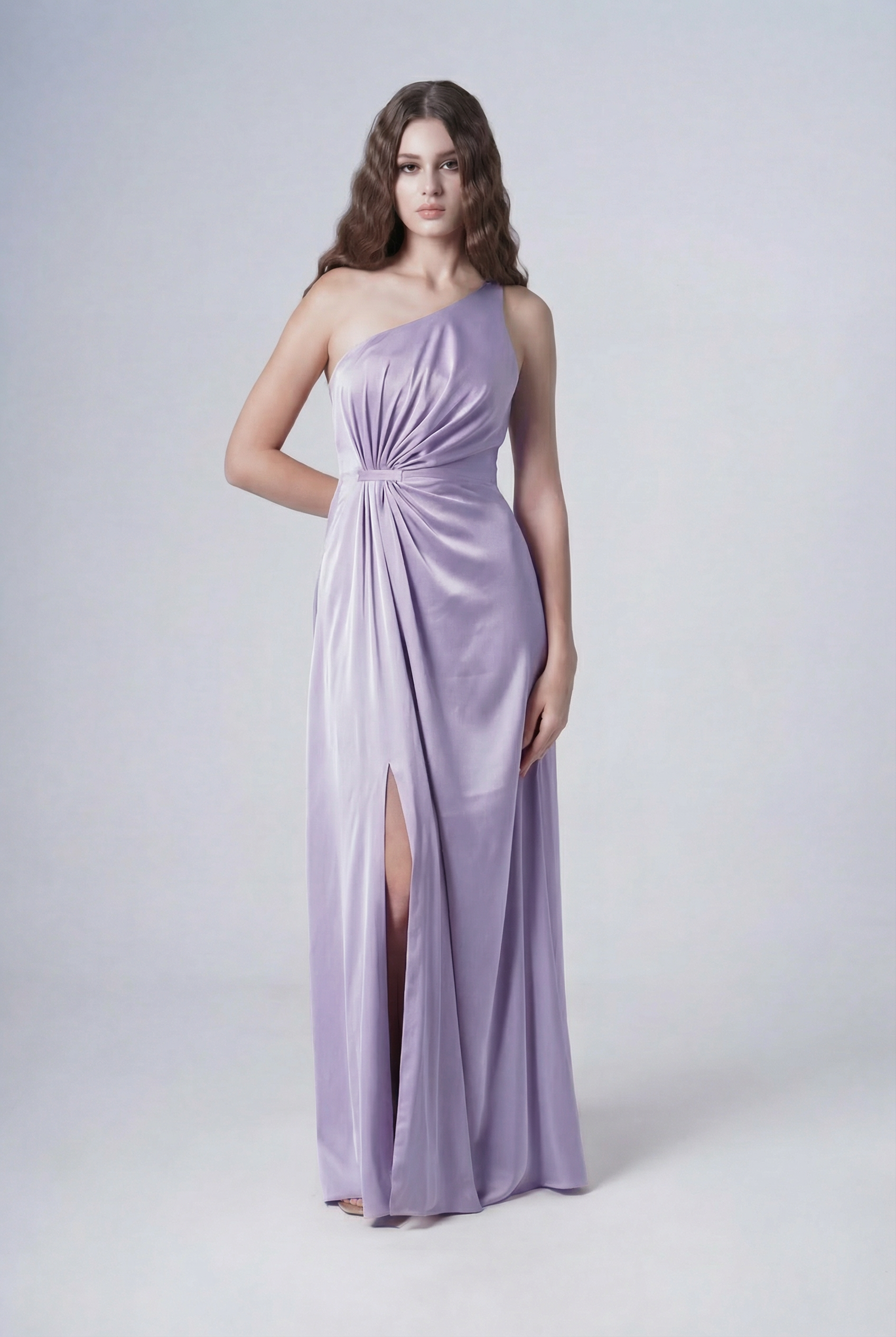 Greta Bridesmaid Dress Violet Satin