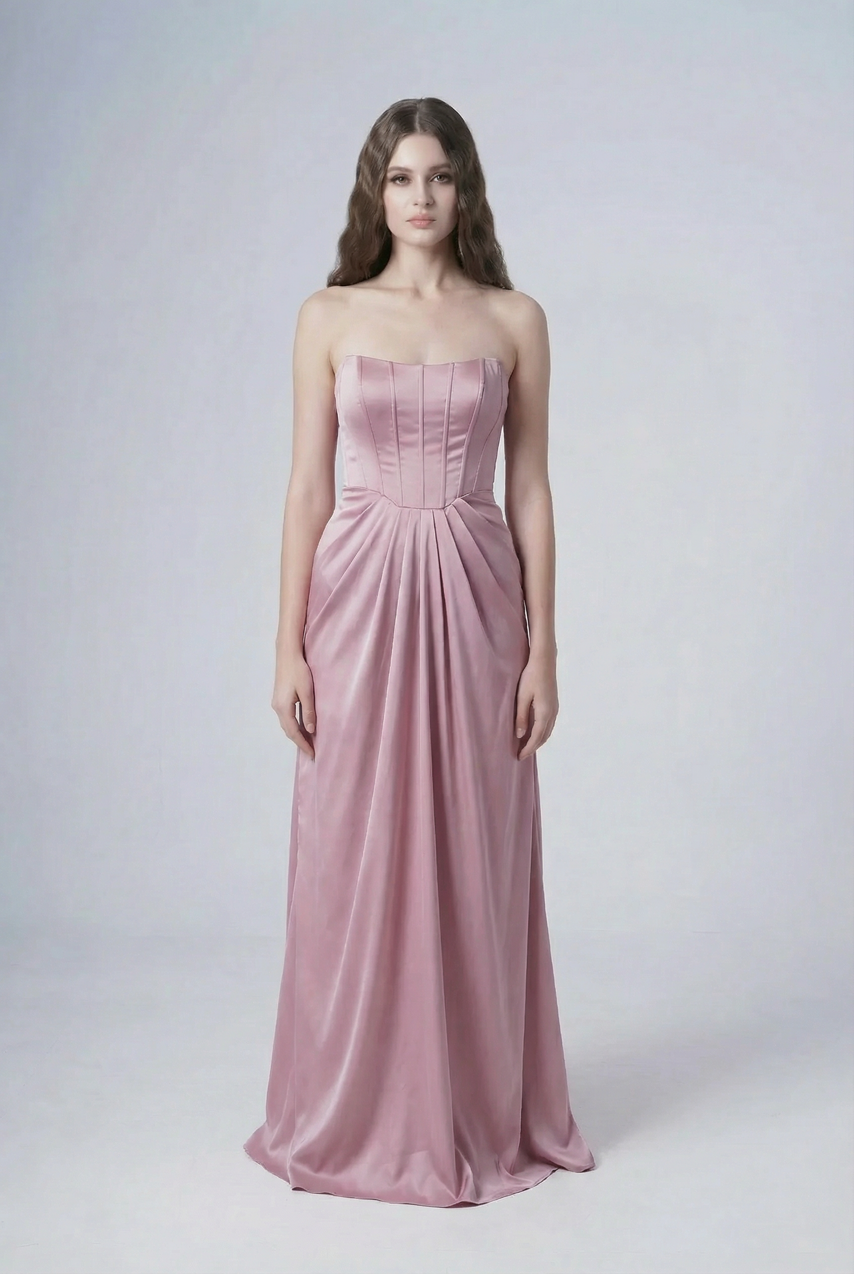 Selena Bridesmaid Dress in Rose Pink Satin