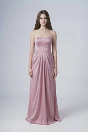 Selena Bridesmaid Dress in Rose Pink Satin