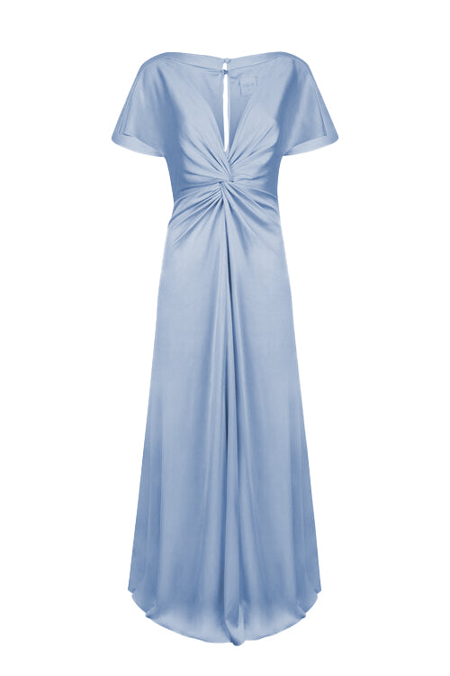 Camilla Bridesmaid Dress in Dusty Blue Satin