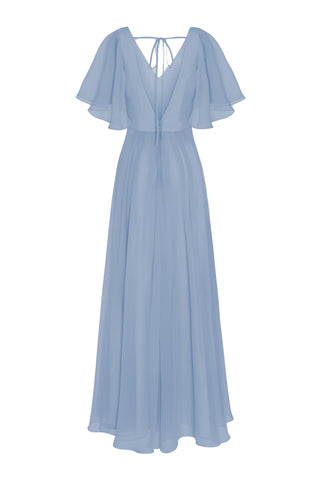 Phoebe Bridesmaid Dress In Dusty Blue Chiffon