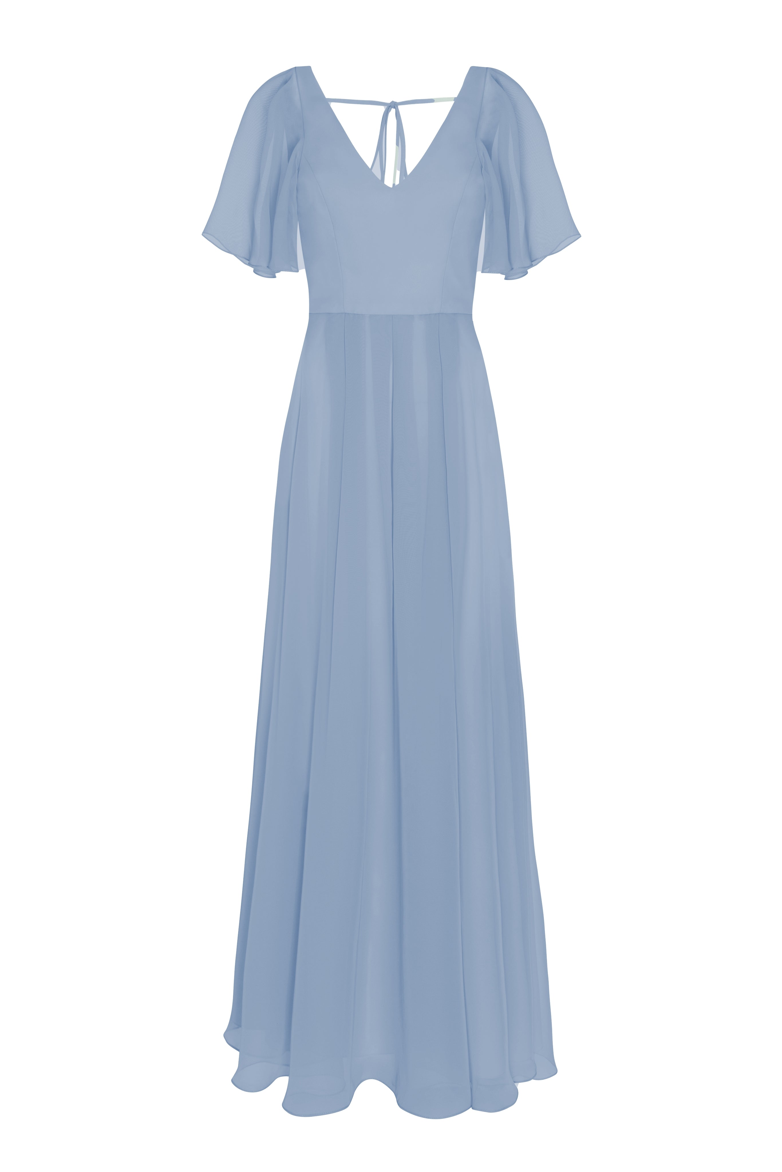 Phoebe Bridesmaid Dress In Dusty Blue Chiffon