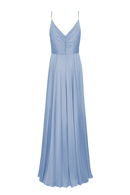 Isla Bridesmaid Dress in Dusty Blue Satin