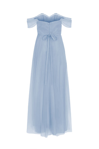 Bardot Bridesmaid Dress in Dusty Blue