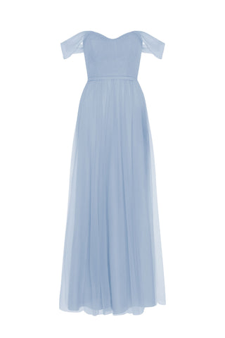 Bardot Bridesmaid Dress in Dusty Blue