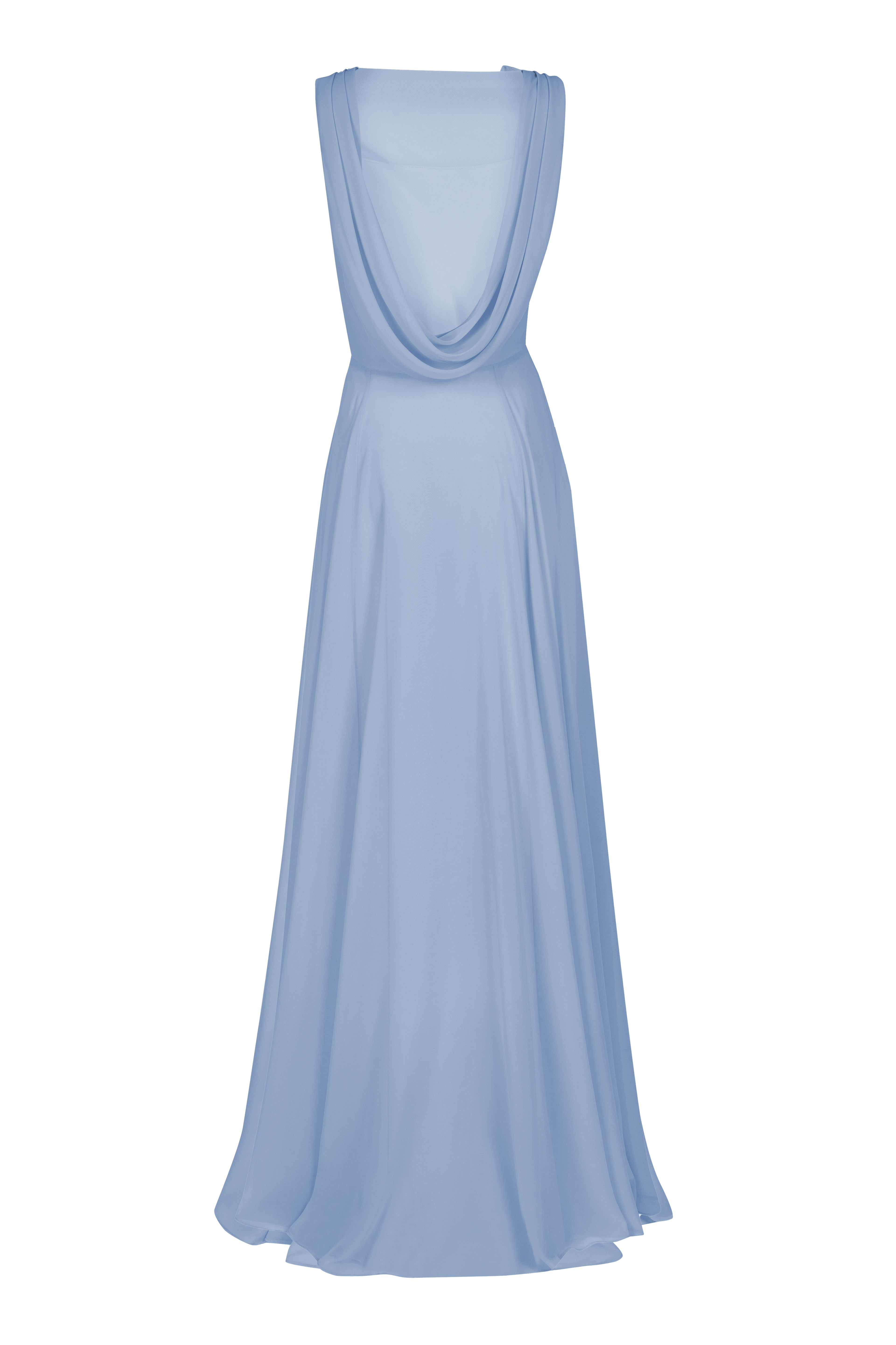 Athena Bridesmaid Dress In Dusty Blue Chiffon