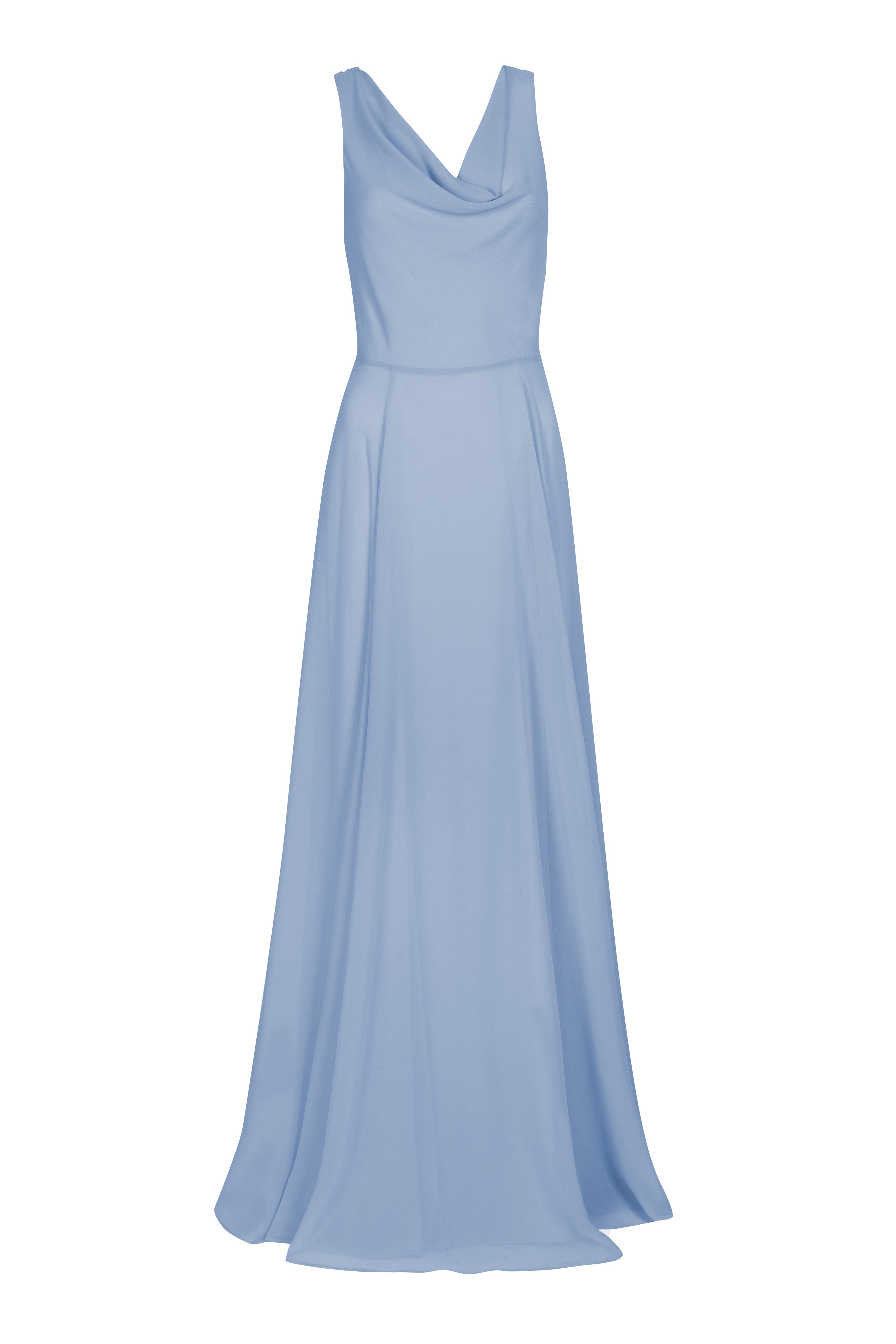 Athena Bridesmaid Dress In Dusty Blue Chiffon