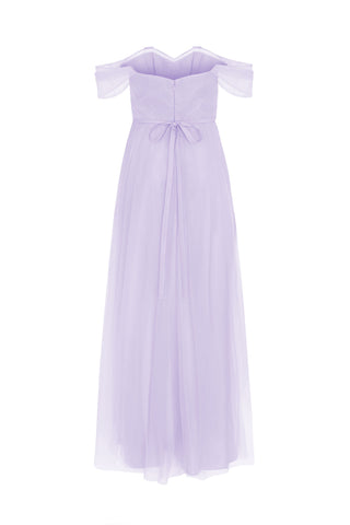 Bardot Bridesmaid Dress in Lilac Mist