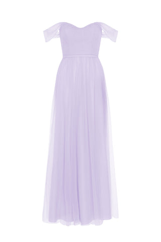 Bardot Bridesmaid Dress in Lilac Mist