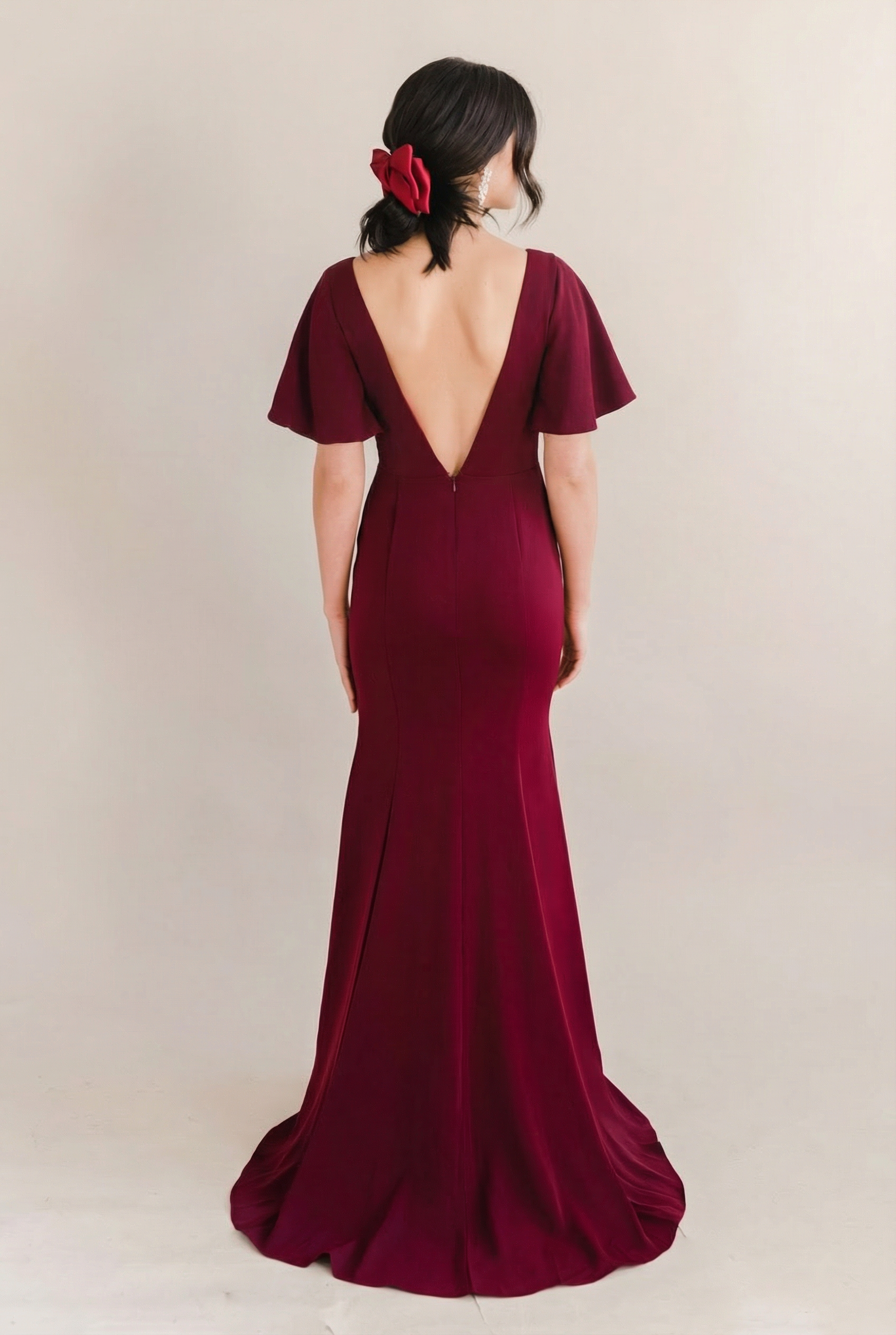 Celeste Moss Crepe Bridesmaid Dress in Merlot