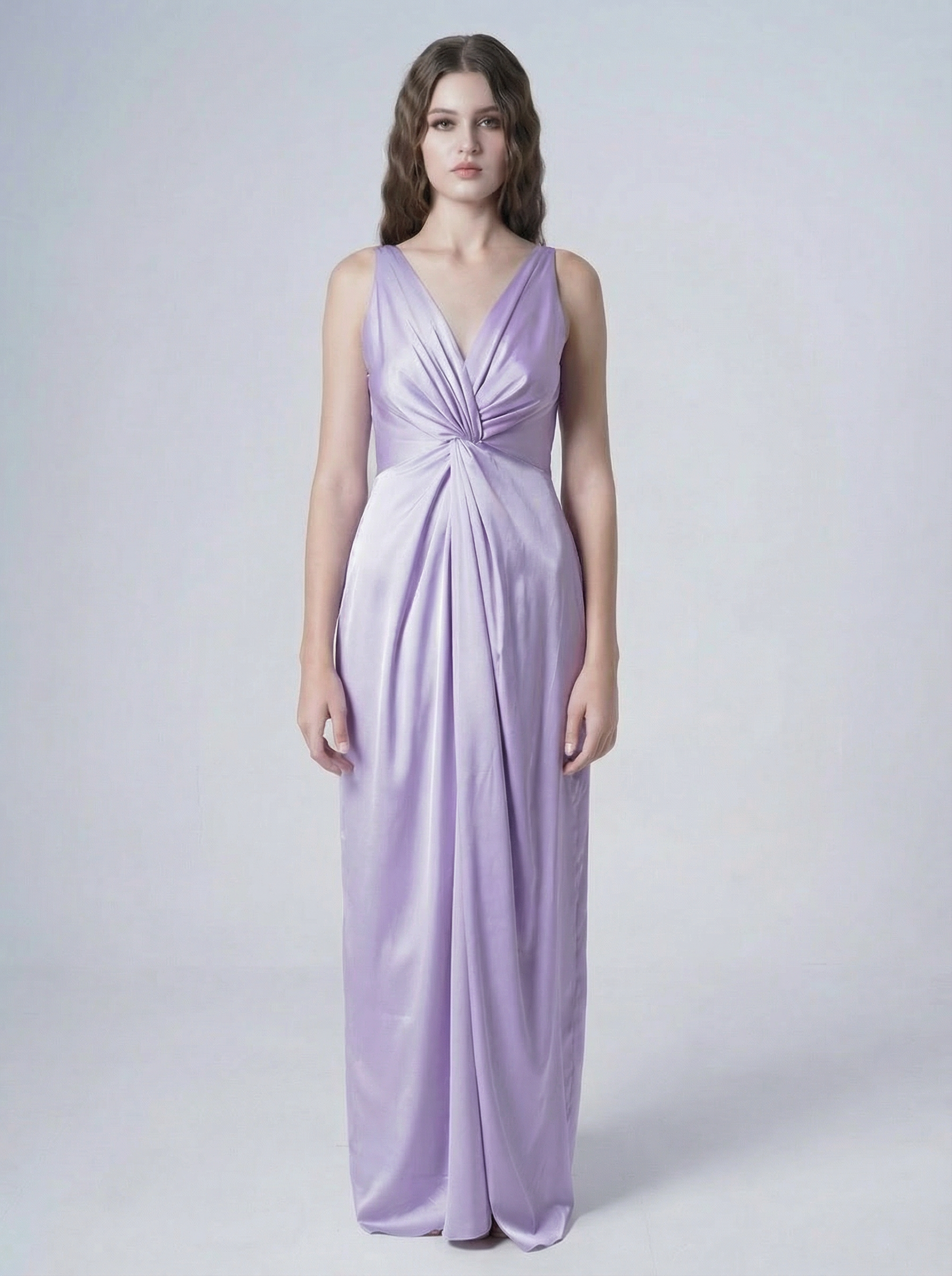 Carmen Bridesmaid Dress in Violet Satin