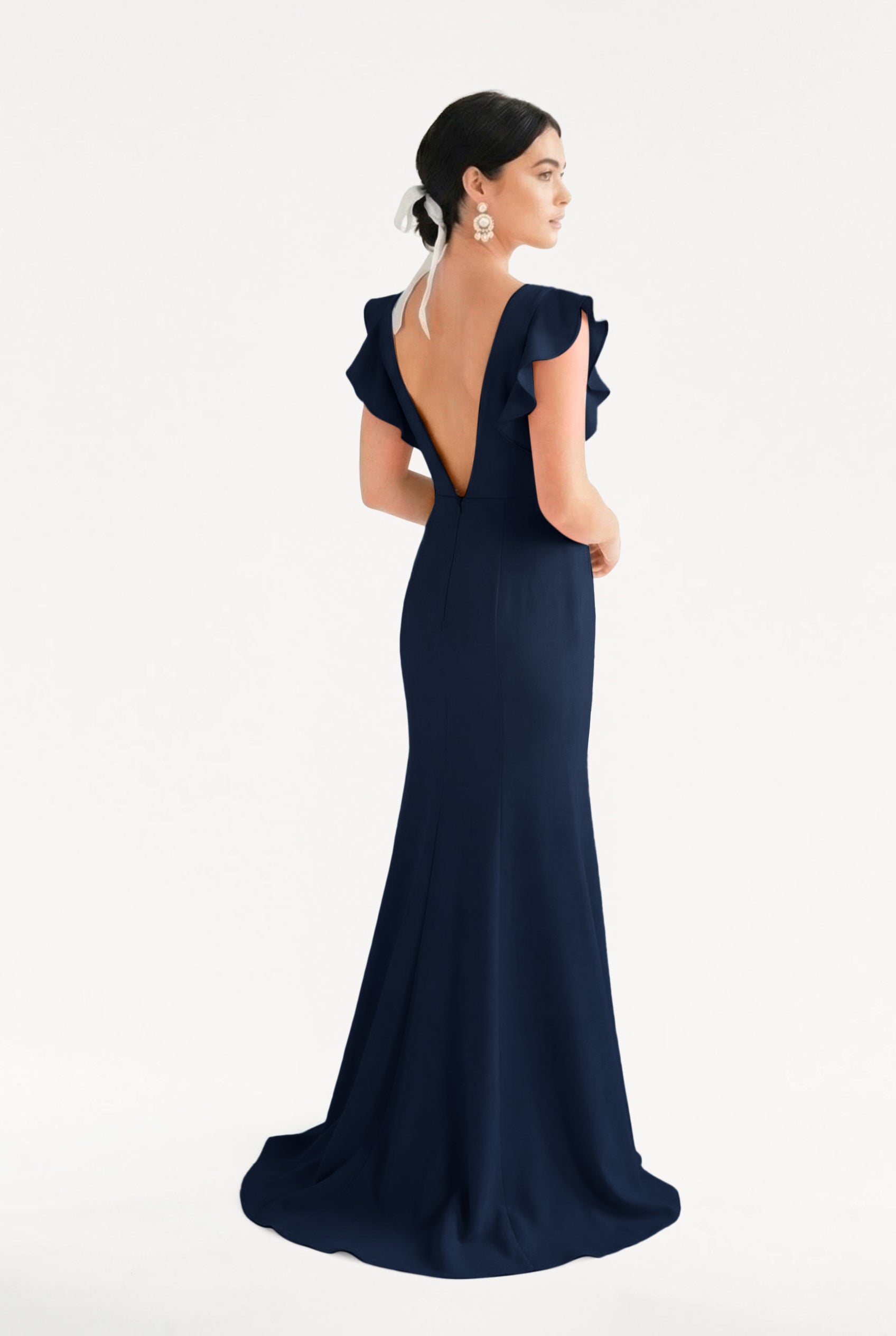 Cecelia Moss Crepe Bridesmaid Dress in Navy