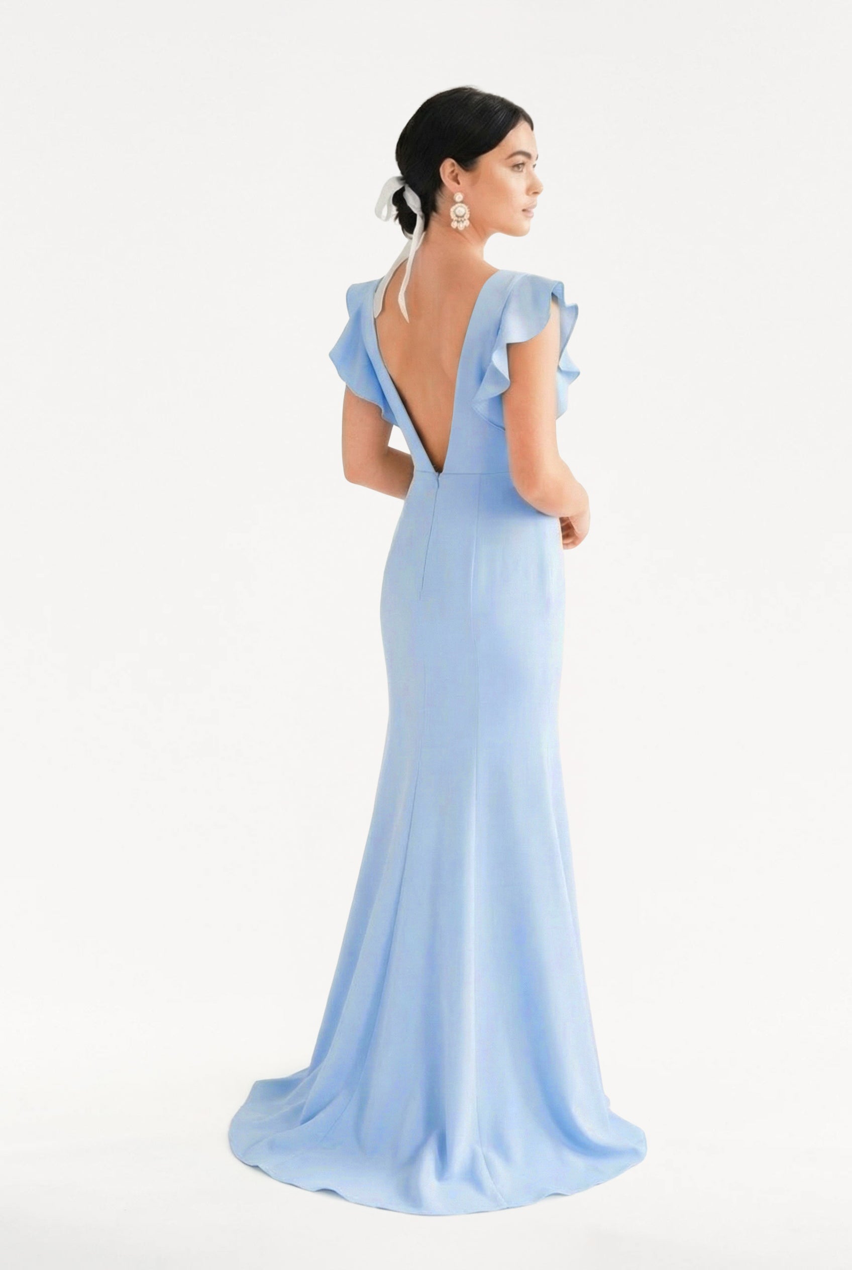 Cecelia Moss Crepe Bridesmaid Dress in Dusty Blue