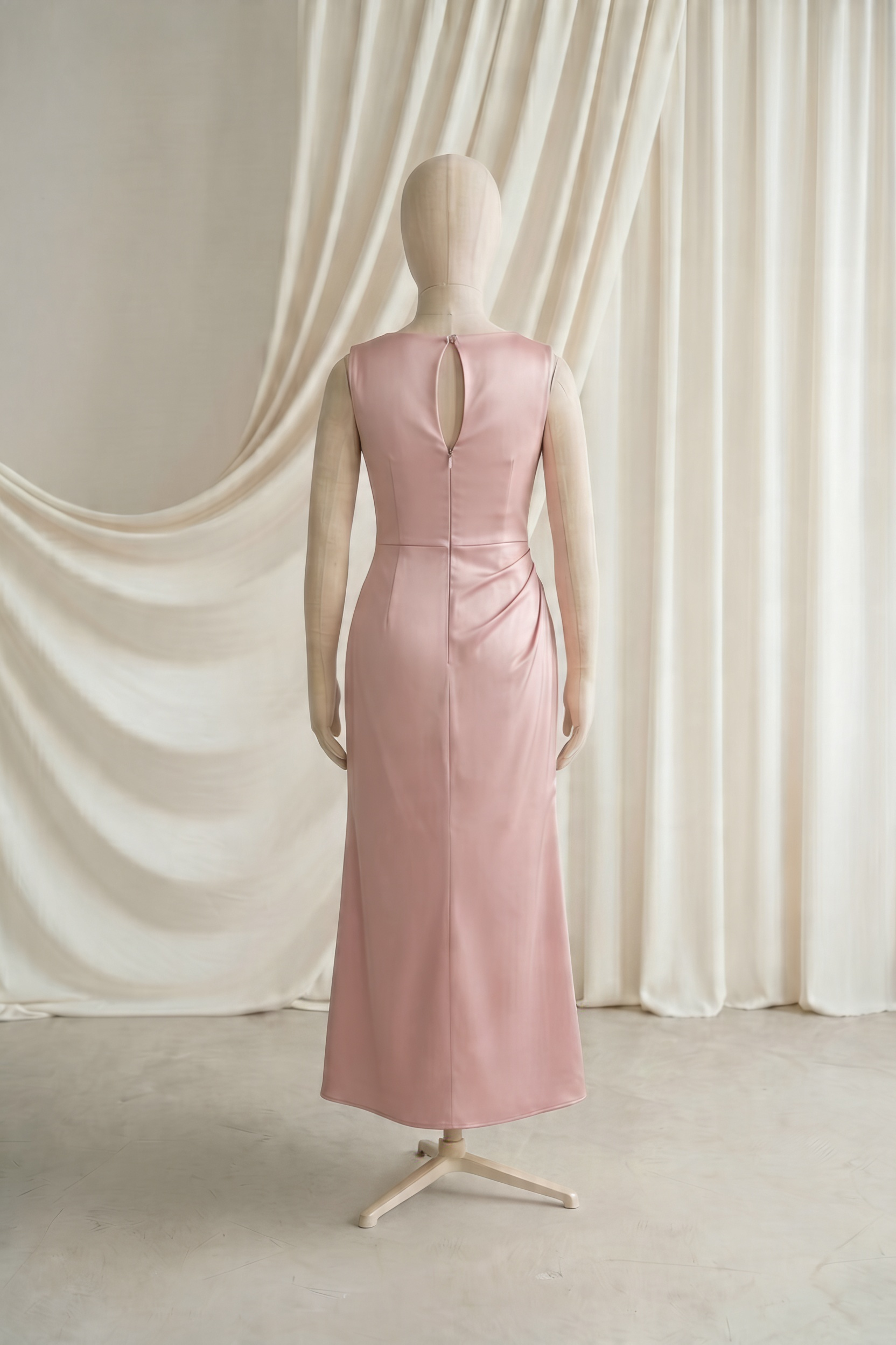 Nala Junior Bridesmaid Dress in Blush Pink Satin