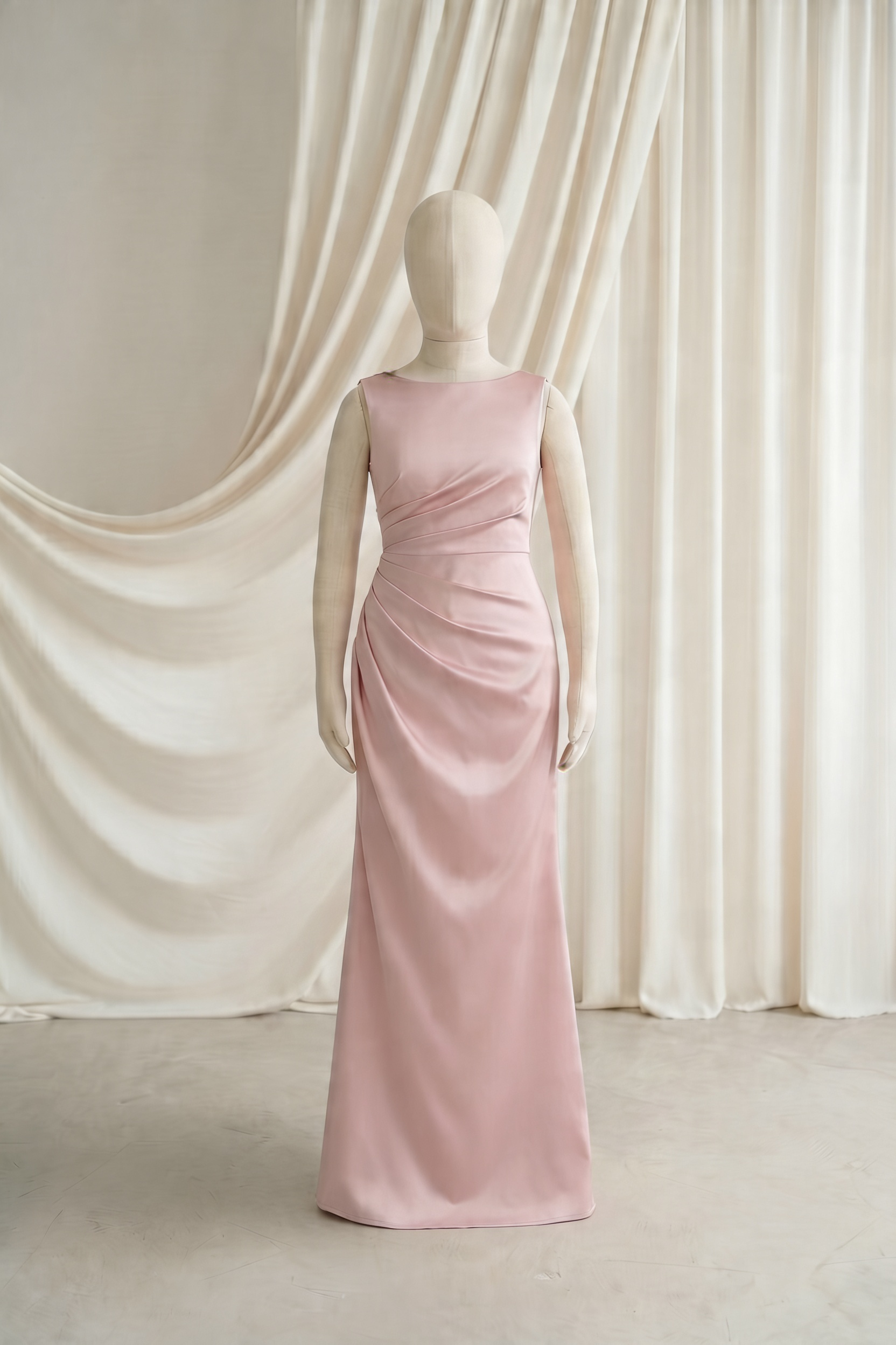 Nala Junior Bridesmaid Dress in Blush Pink Satin