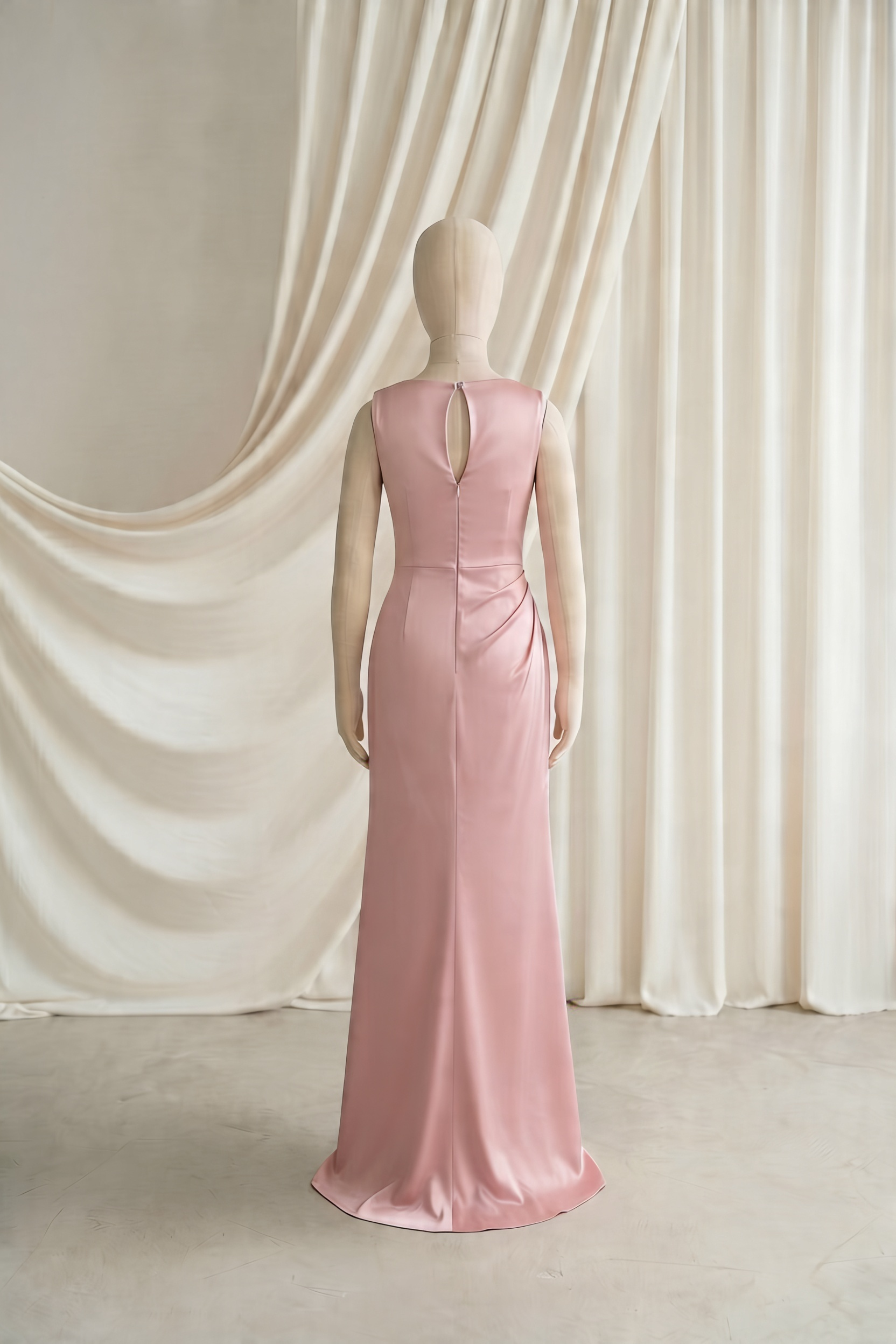 Nala Junior Bridesmaid Dress in Blush Pink Satin