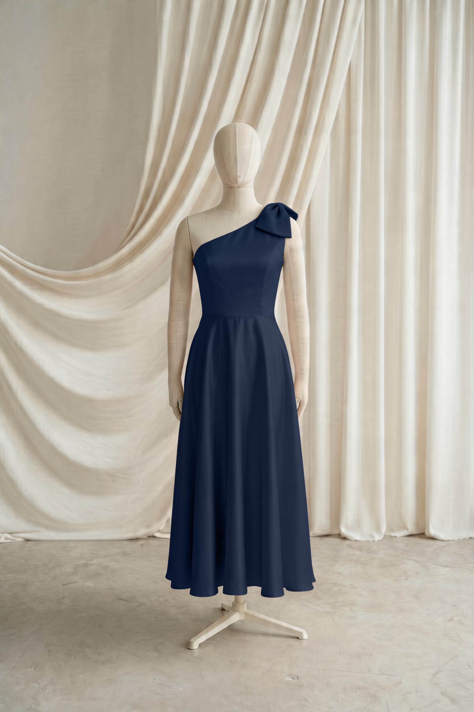 Zara Junior Bridesmaid Dress in Navy Satin