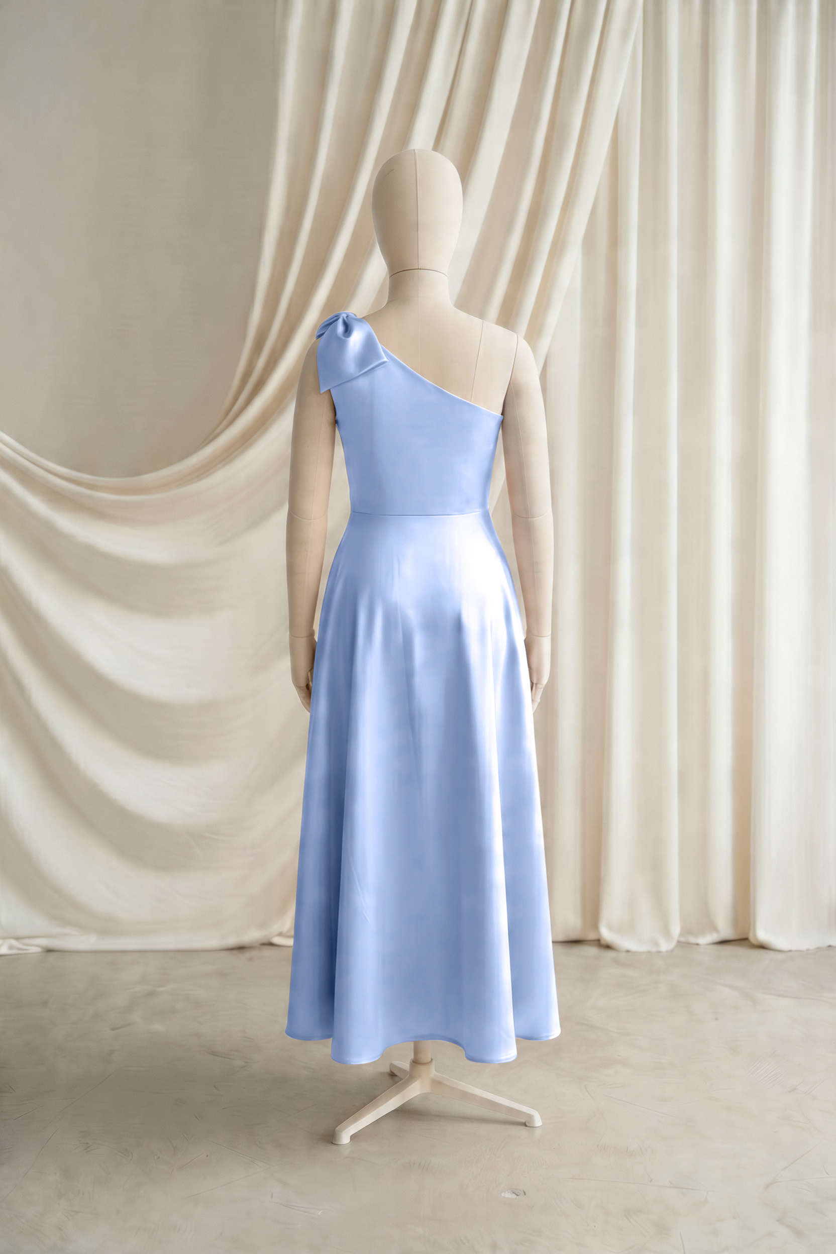 Zara Junior Bridesmaid Dress in Dusty Blue Satin