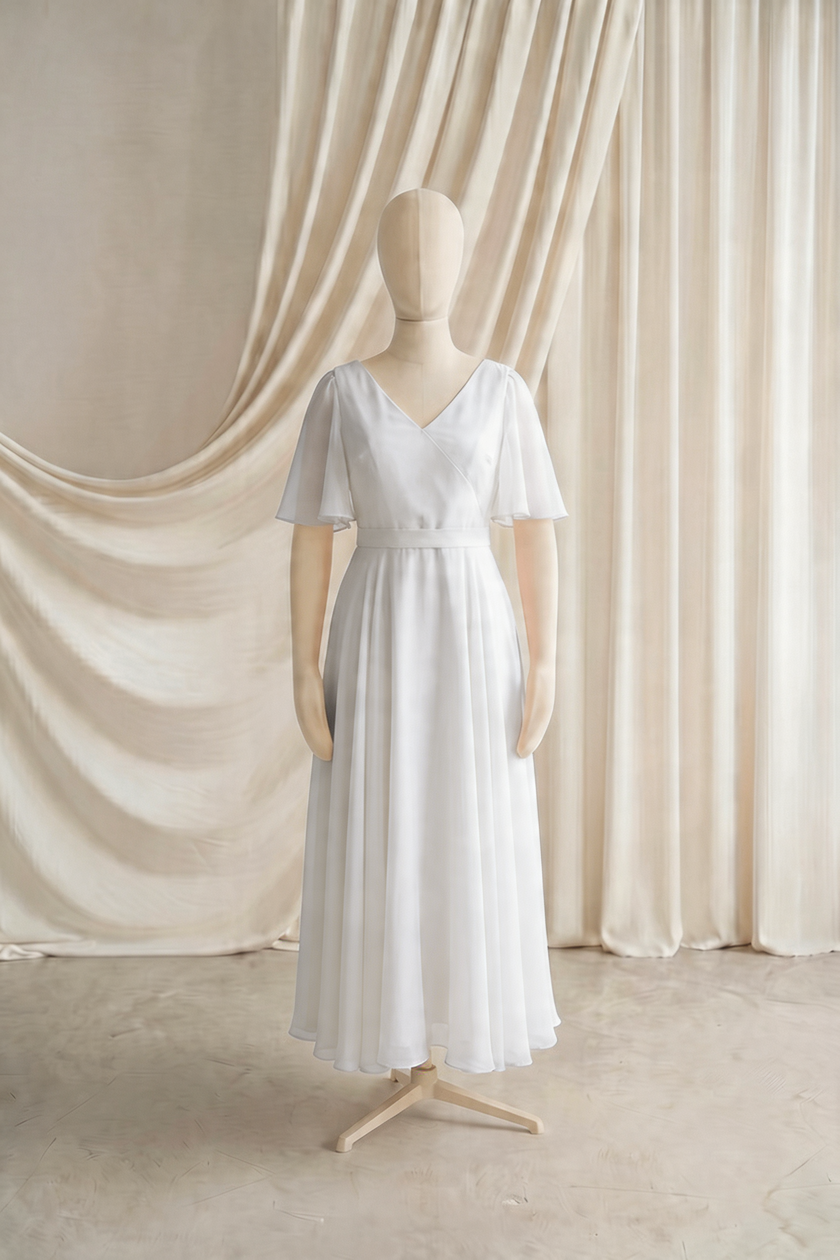 Phoebe Junior Bridesmaid Dress In Ivory Chiffon