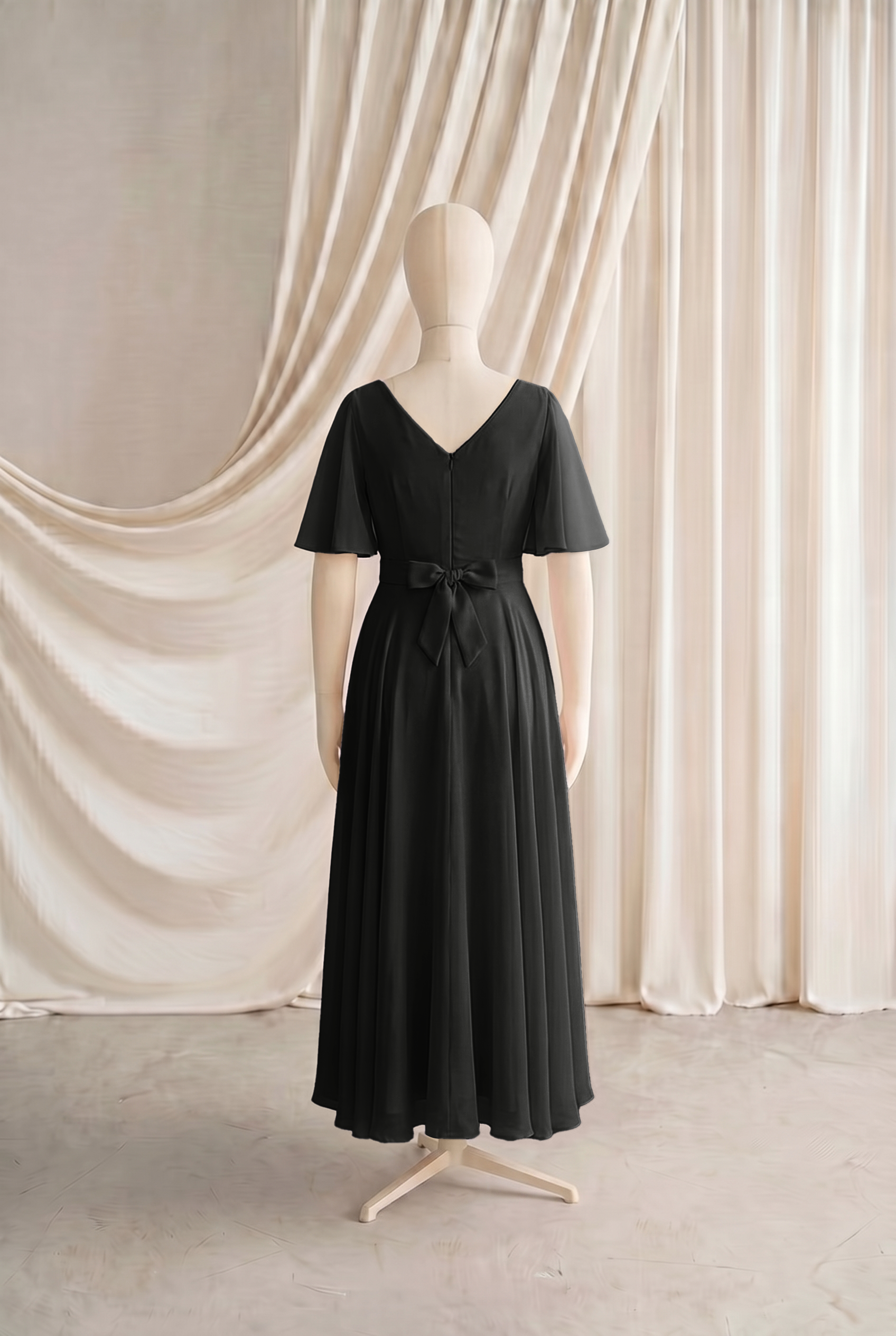 Phoebe Junior Bridesmaid Dress In Black Chiffon