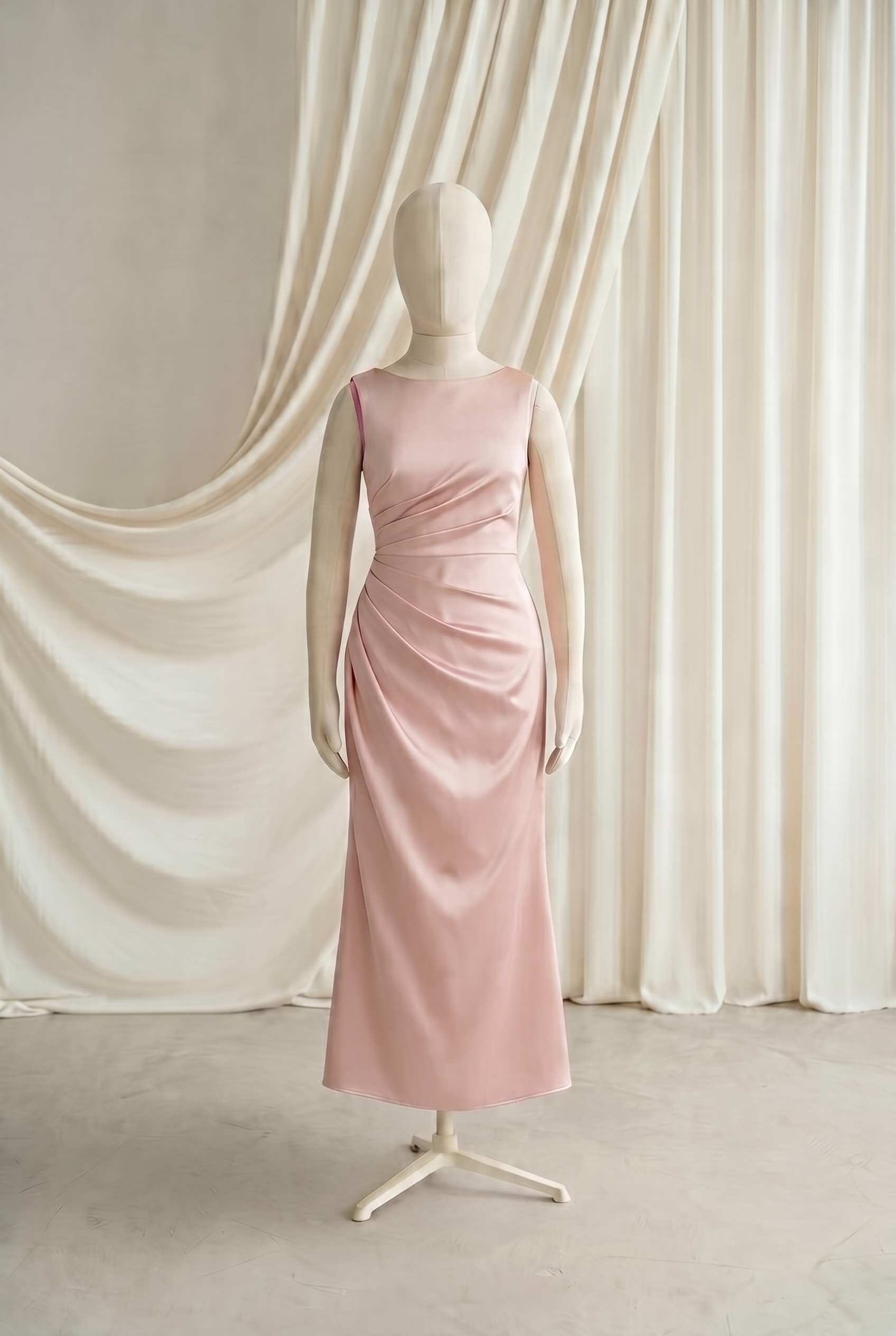 Nala Junior Bridesmaid Dress in Blush Pink Satin
