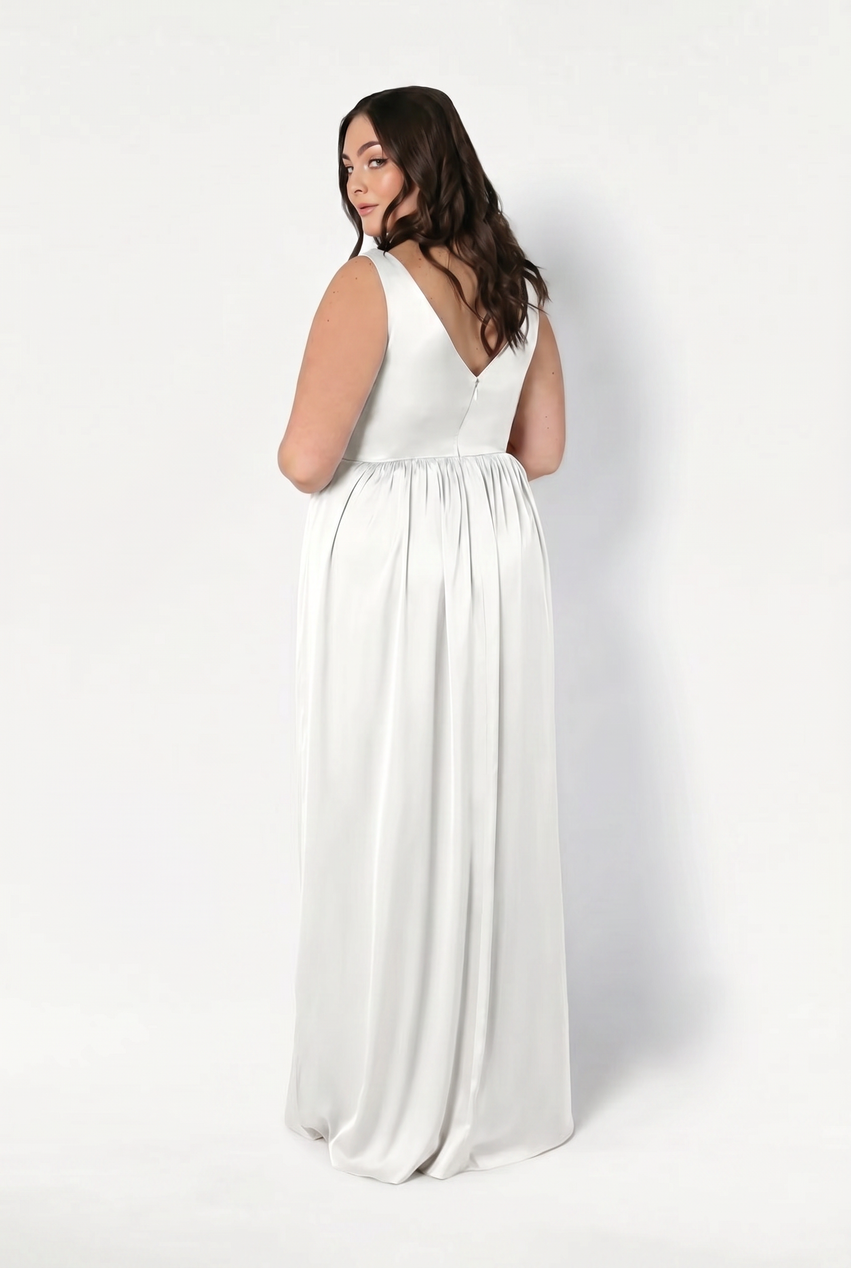 Carmen Dress in Ivory Satin