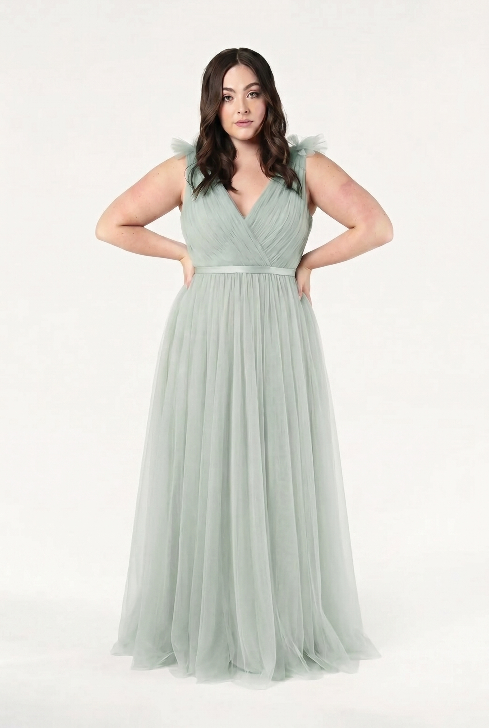 Grace Bridesmaid Dress in Dusty Eucalyptus Tulle