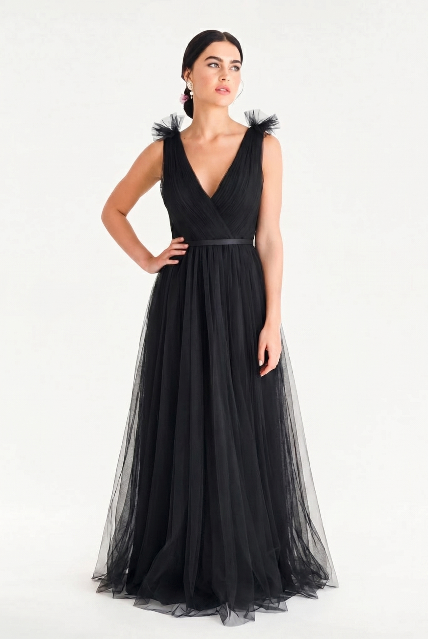 Grace Bridesmaid Dress in Black Tulle
