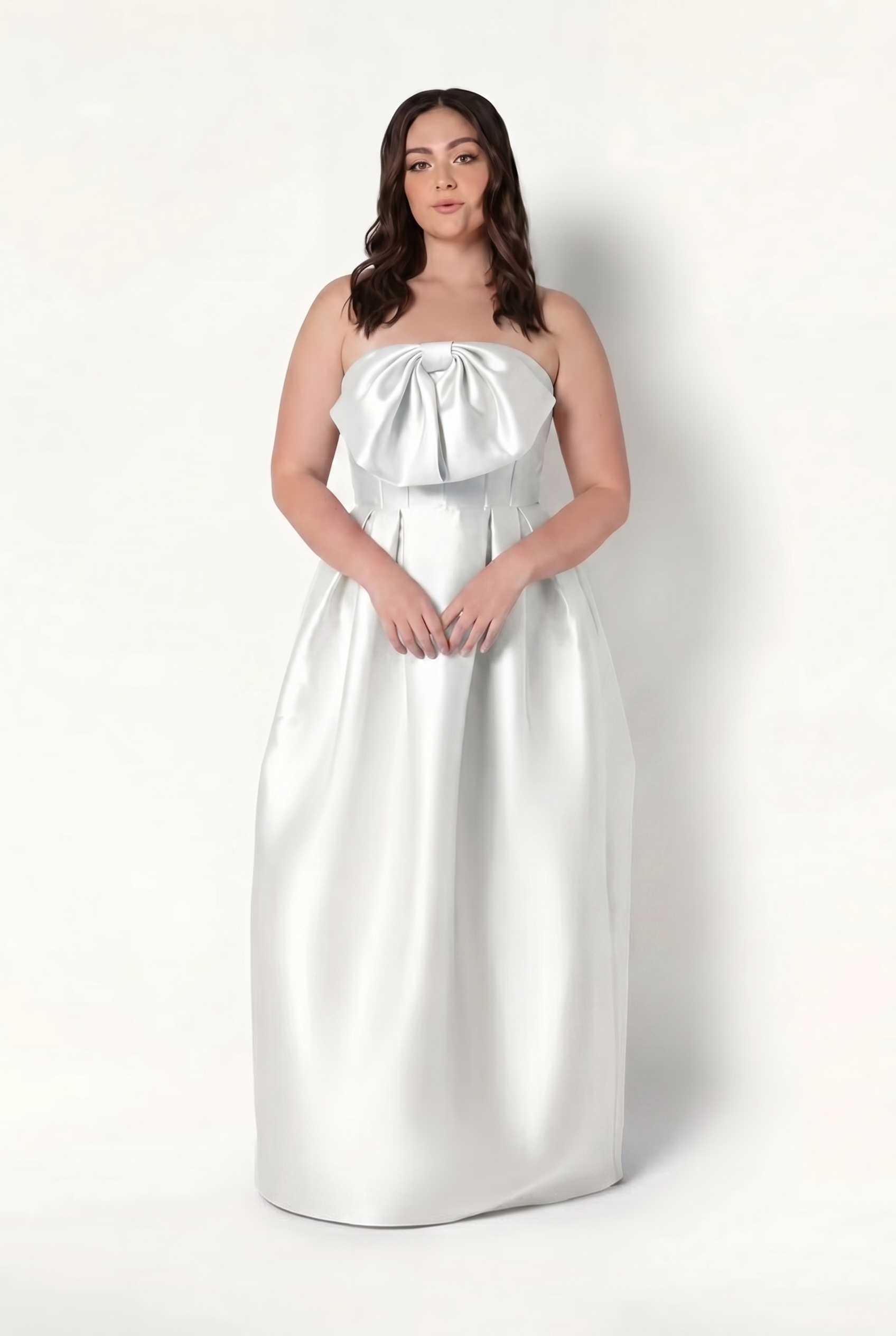 Ophelia Dress in Ivory Satin Twill