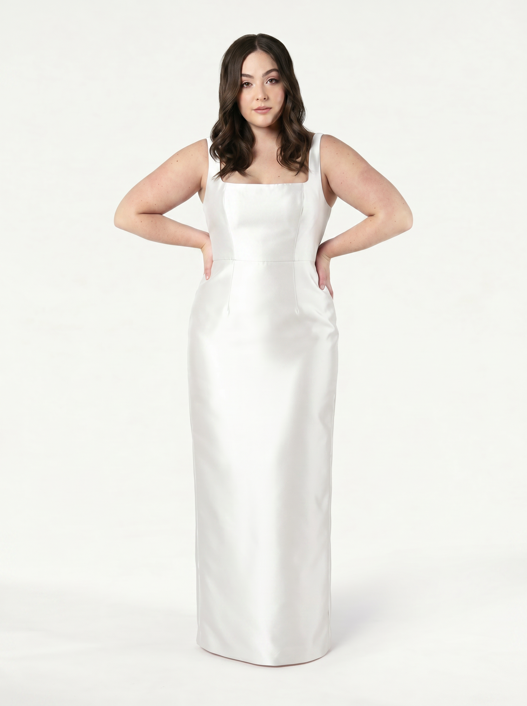 Savoy Dress in Ivory Satin Twill