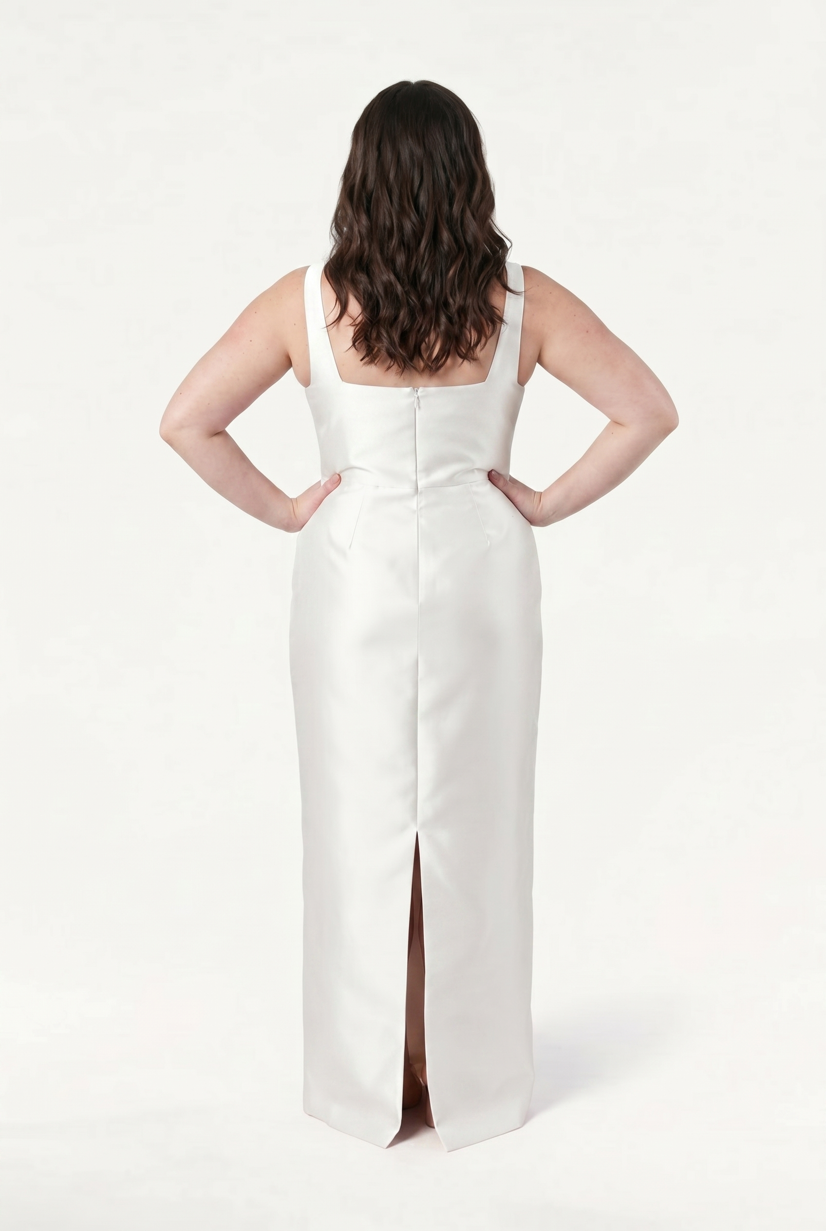 Savoy Dress in Ivory Satin Twill