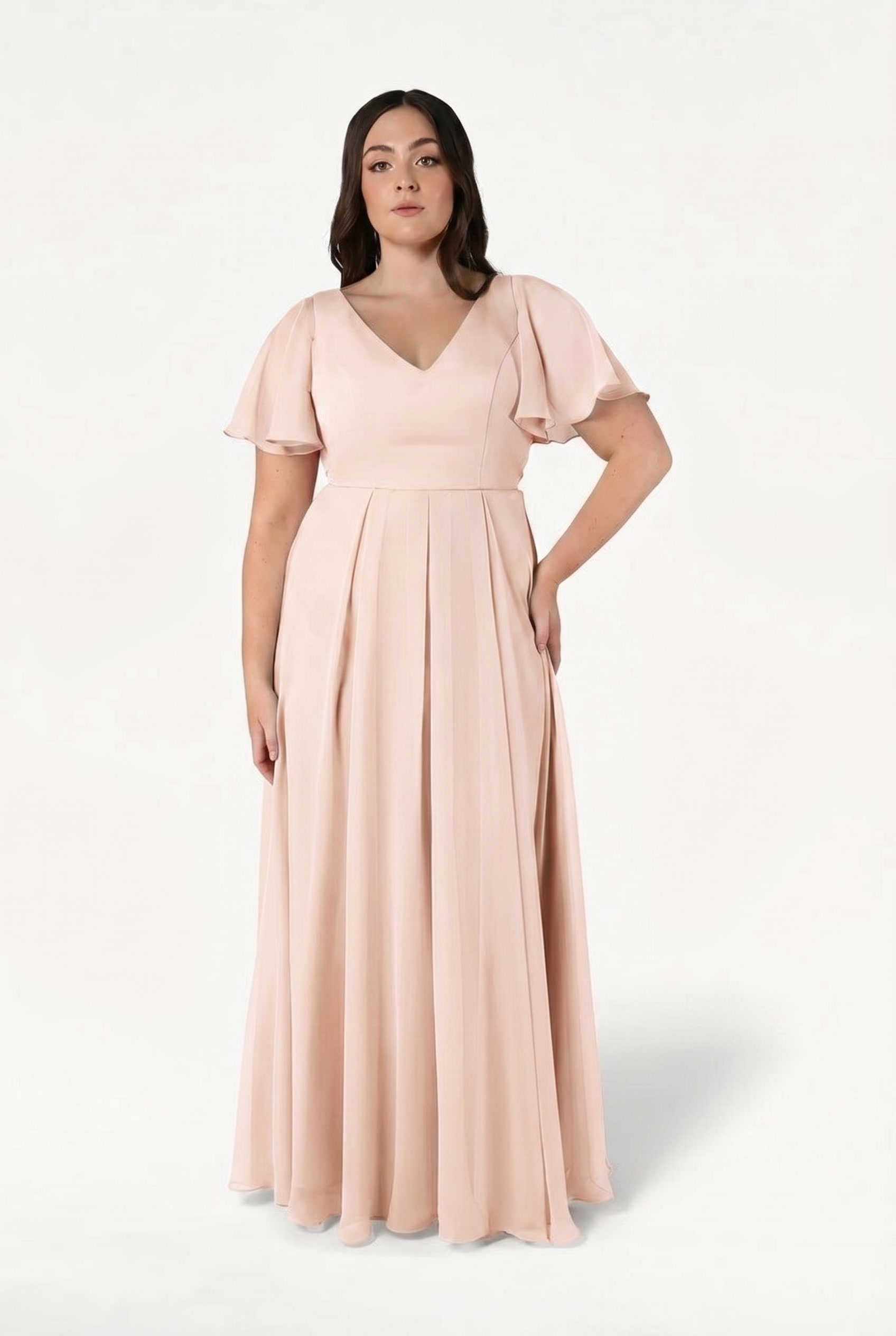 TH&TH Phoebe Bridesmaid Dress In Blush Pink Chiffon – TH and TH